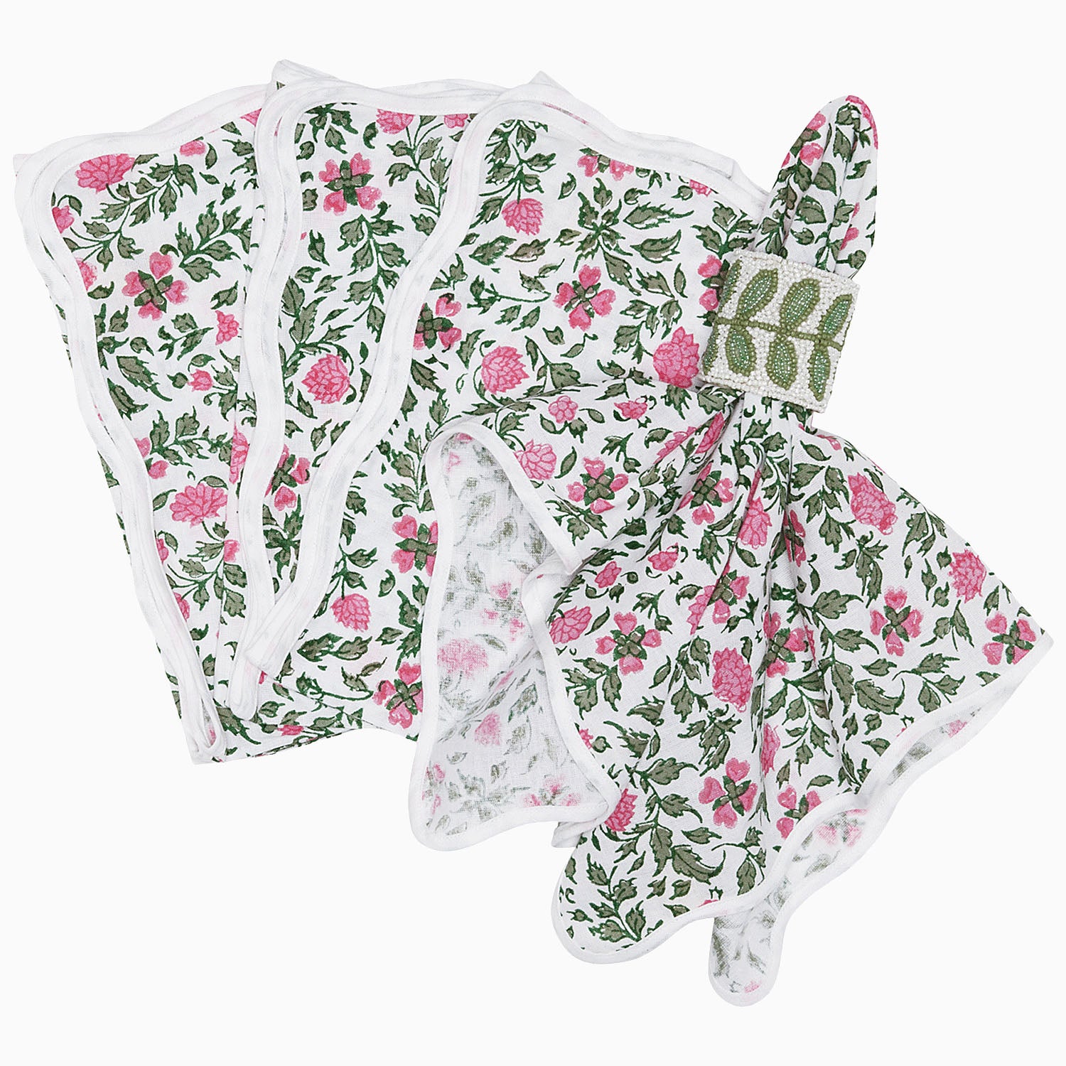 Premium Ishita Azalea Floral Printed Napkins (Set of 4) - Elegant Cotton Table Linens for Dinner Parties, Weddings & Home Decor