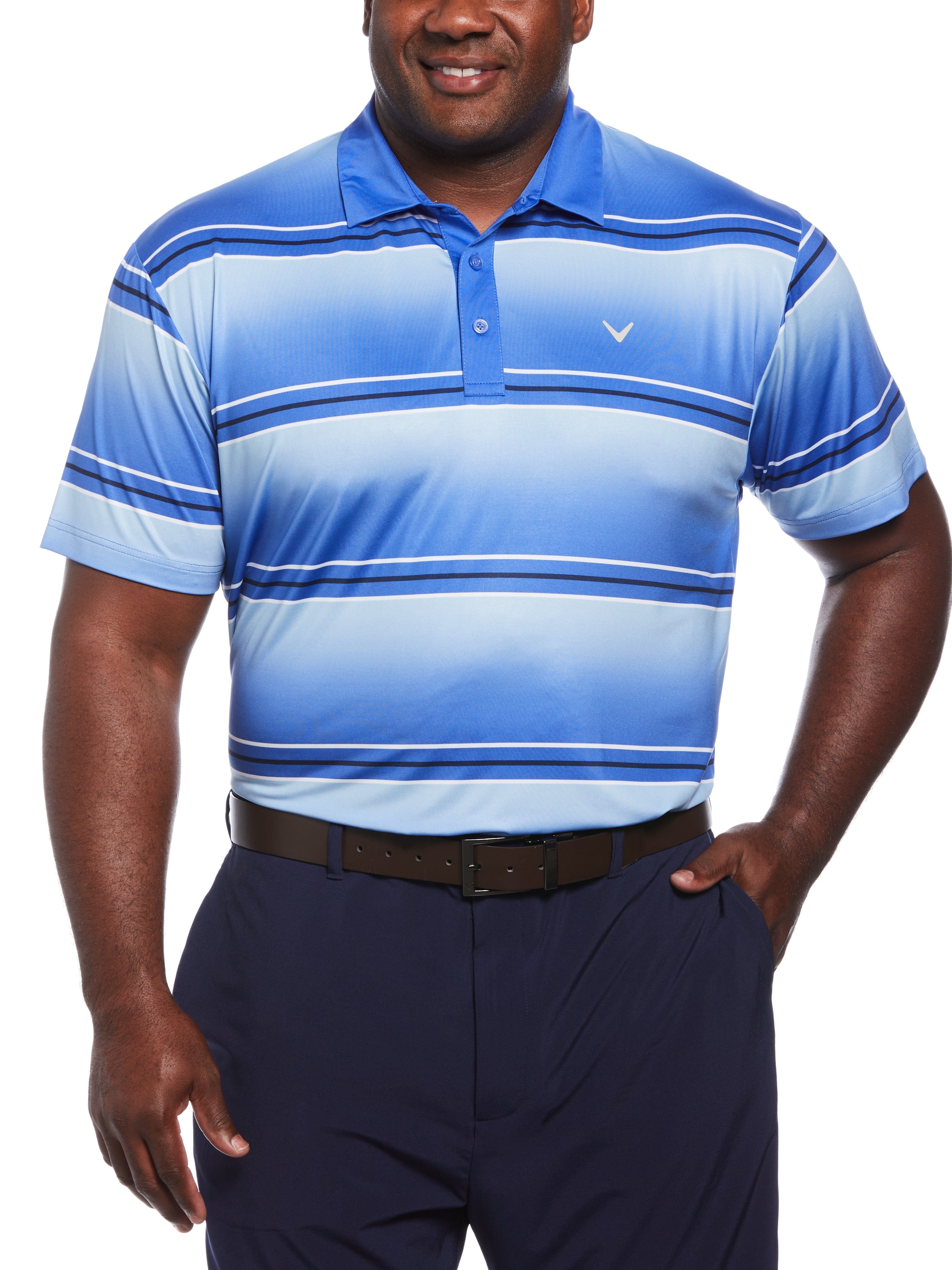 Big & Tall Energized Stripe Golf Polo Shirt for Men - Moisture Wicking Performance Tee - Comfortable & Breathable for Golf, Work & Casual Wear