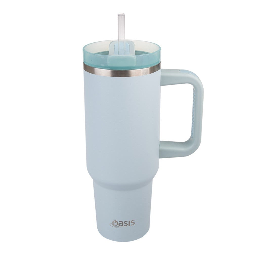 Oasis Double Wall Insulated Travel Tumbler 1.2L (40oz) - Sea Mist - Leakproof Stainless Steel Water Bottle for Commuting, Hiking & Outdoor Activities