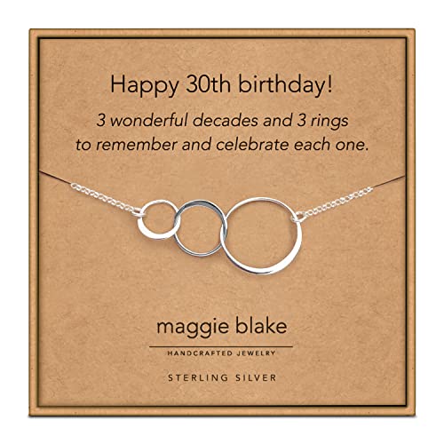 30th Birthday Gifts for Her - Sterling Silver 3 Circles Necklace, Elegant 3 Decades Jewelry for Women | Perfect Anniversary, Milestone Birthday & Special Occasion Present