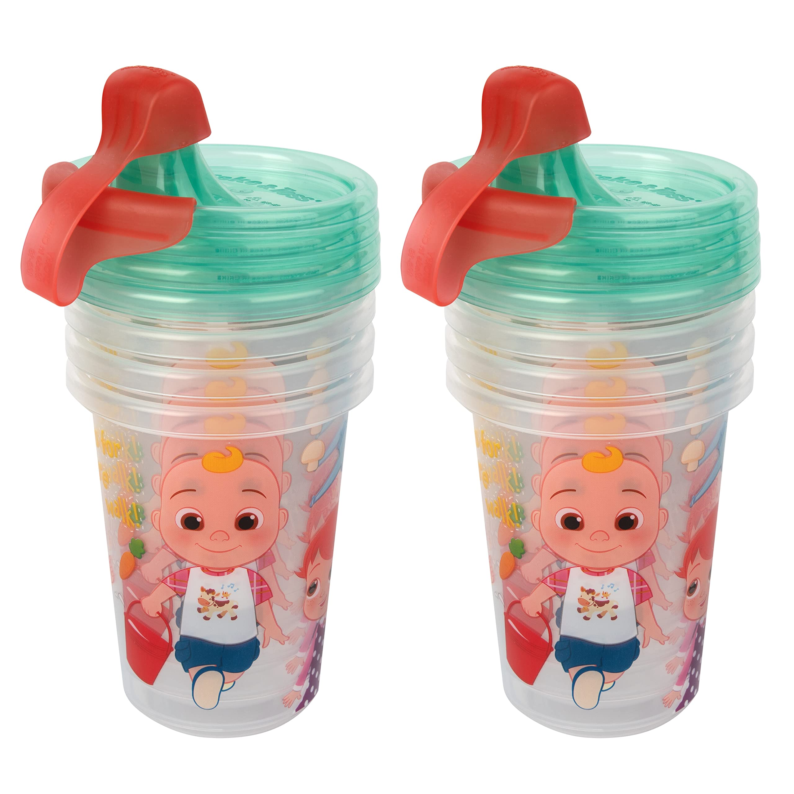 The First Years Cocomelon Take & Toss Toddler Sippy Cups - 10oz Spill-Proof Baby Cups with Snap-On Lids & Travel Caps - BPA-Free Kids Drinking Cups for Home, Daycare & Travel - 8-Pack Cocomelon Party Supplies