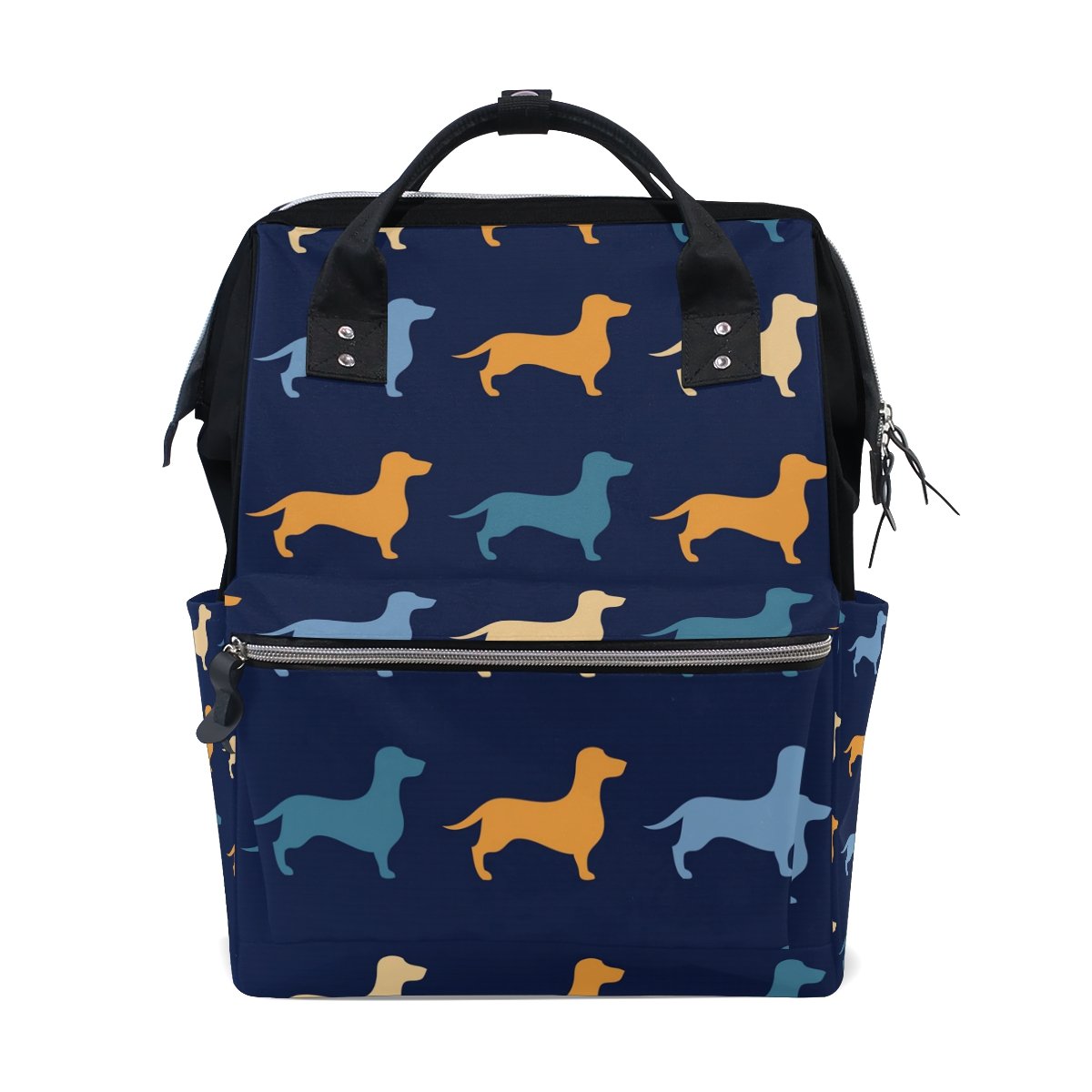 WOZO Hipster Dachshund Dog Diaper Backpack - Multi-Functional Pet Travel Bag for Hiking, Camping & Daily Use | Waterproof & Spacious Dog Accessories Organizer