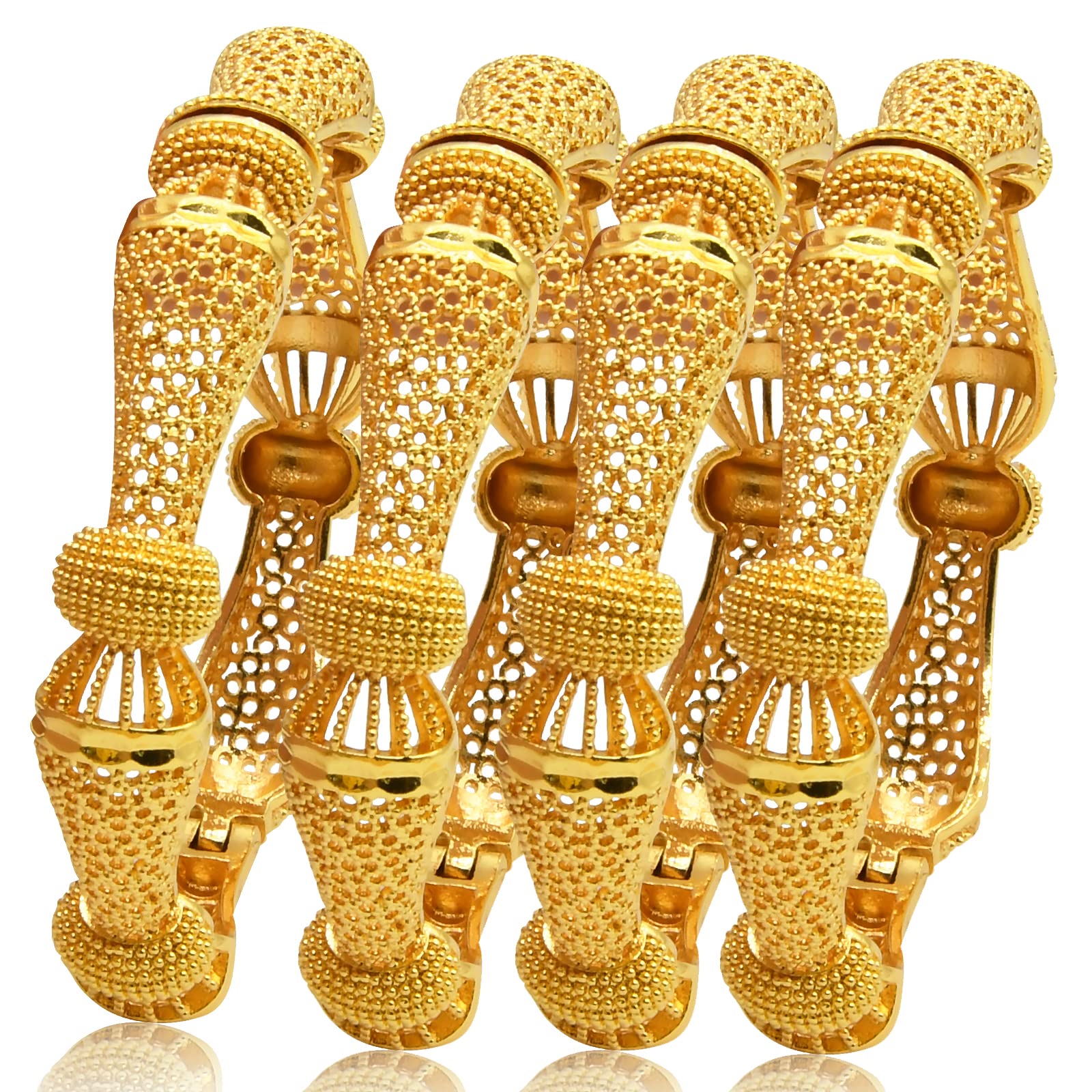 18K Gold Plated Dubai Bangles for Women - Indian & African Wedding Bracelets - Ethiopian Bridal Jewelry - Perfect for Weddings, Parties & Special Occasions