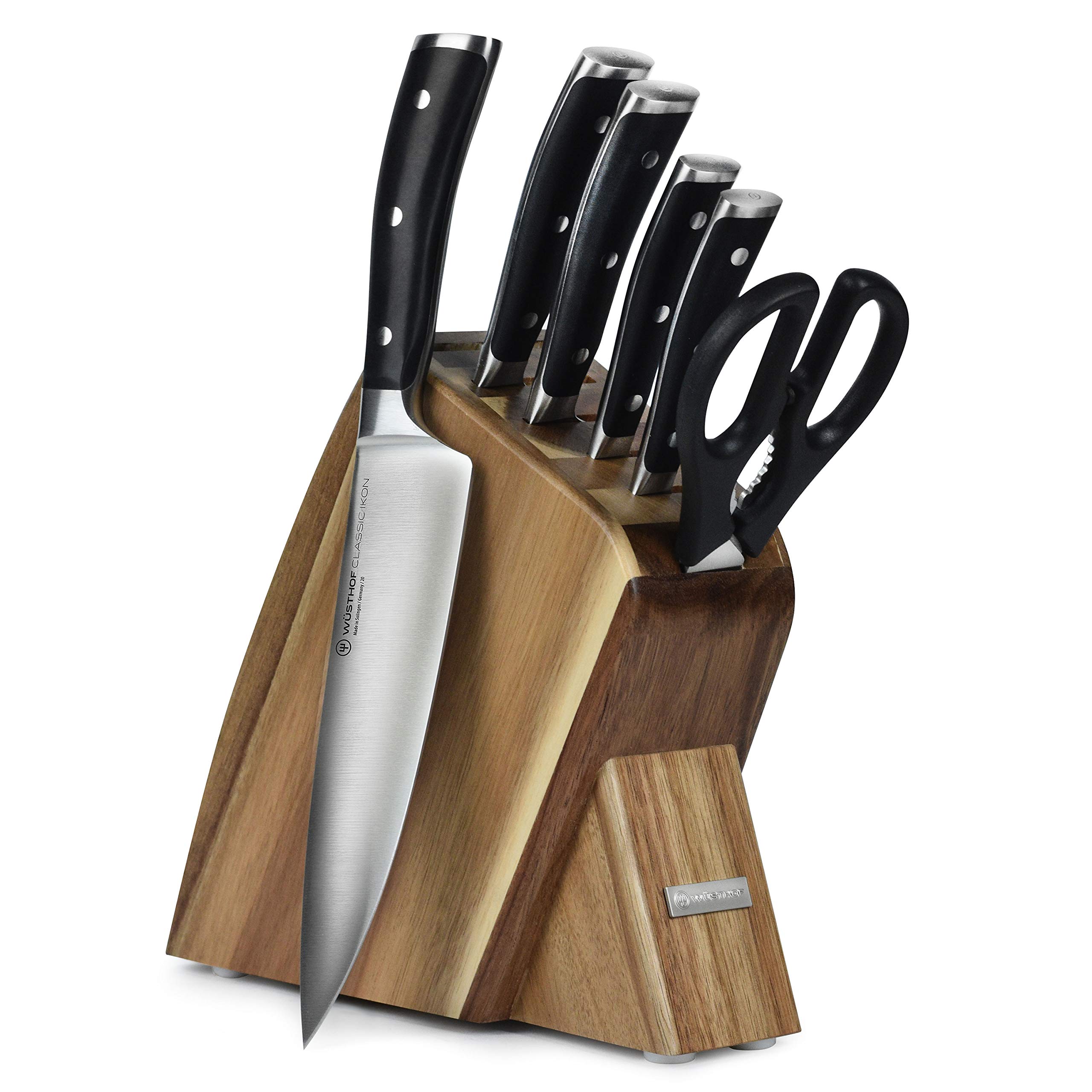 Wusthof Classic Ikon 7-Piece Slim Knife Set with Acacia Wood Block - Premium German Kitchen Knives for Chefs & Home Cooking - Perfect for Slicing, Dicing & Food Prep