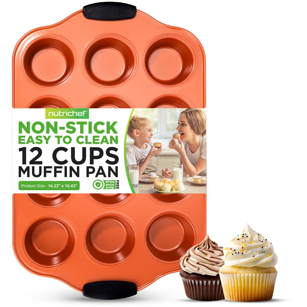 12-Cup Non-Stick Muffin Pan - Heavy Duty Baking Sheet for Cupcakes, Muffins & Mini Pies - Perfect for Home Baking, Parties & Holiday Treats