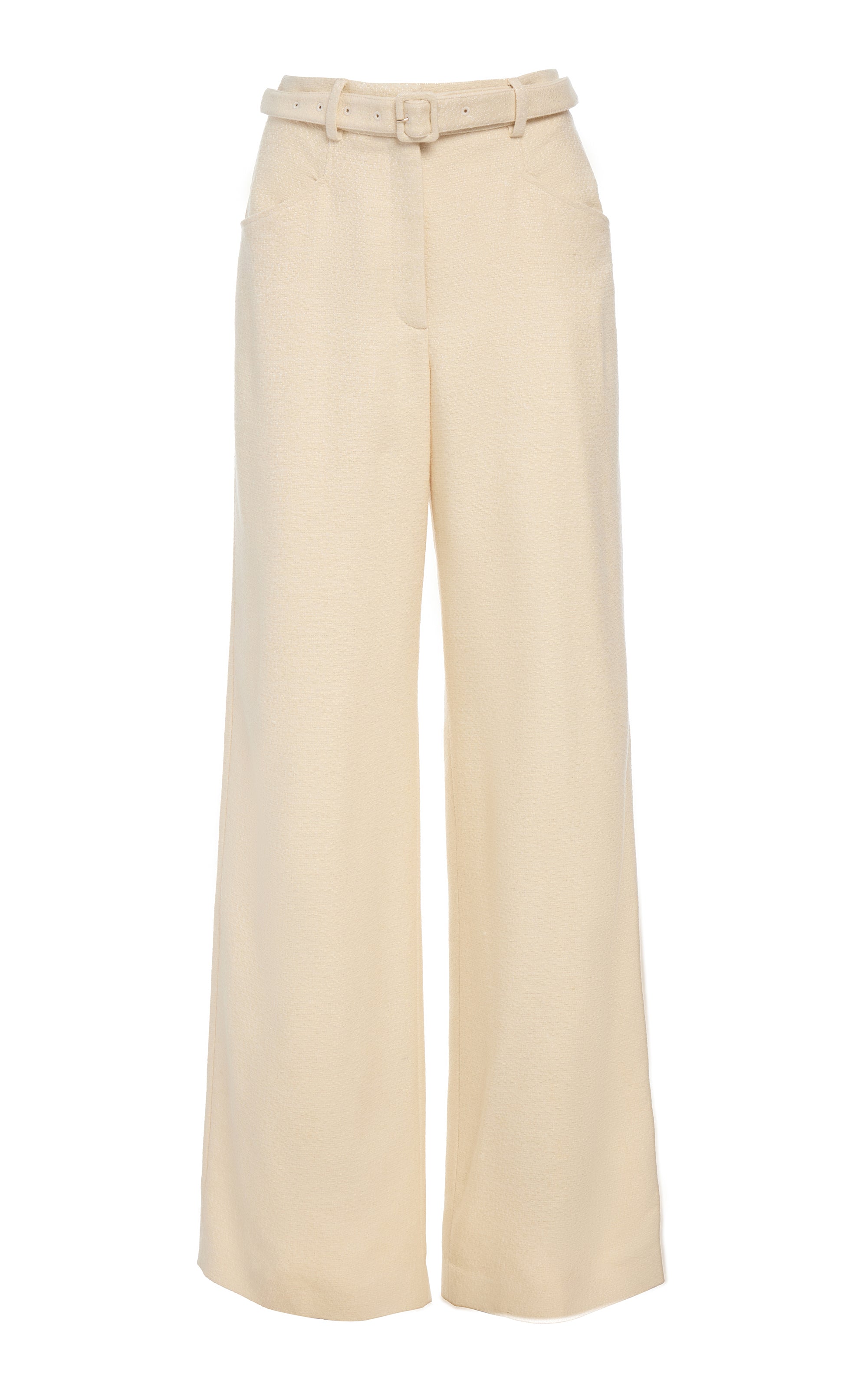 Norman Ivory Silk Tweed Wide Leg Pants for Women - Elegant High Waist Palazzo Trousers for Office, Party & Special Occasions