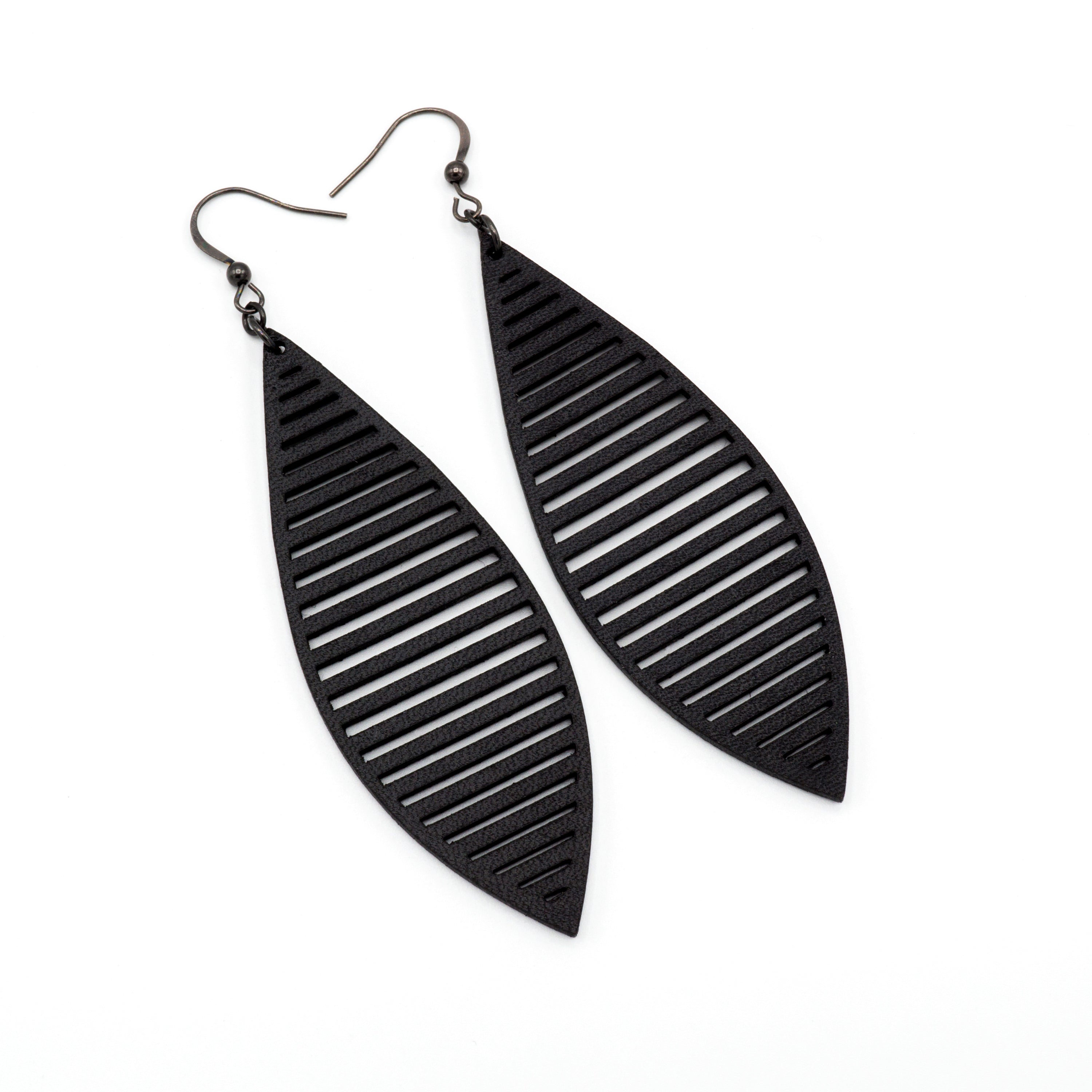 Stylish Black Leather Earrings for Women - Handmade Boho Dangle Drop Earrings - Perfect for Casual Wear, Parties & Gifts