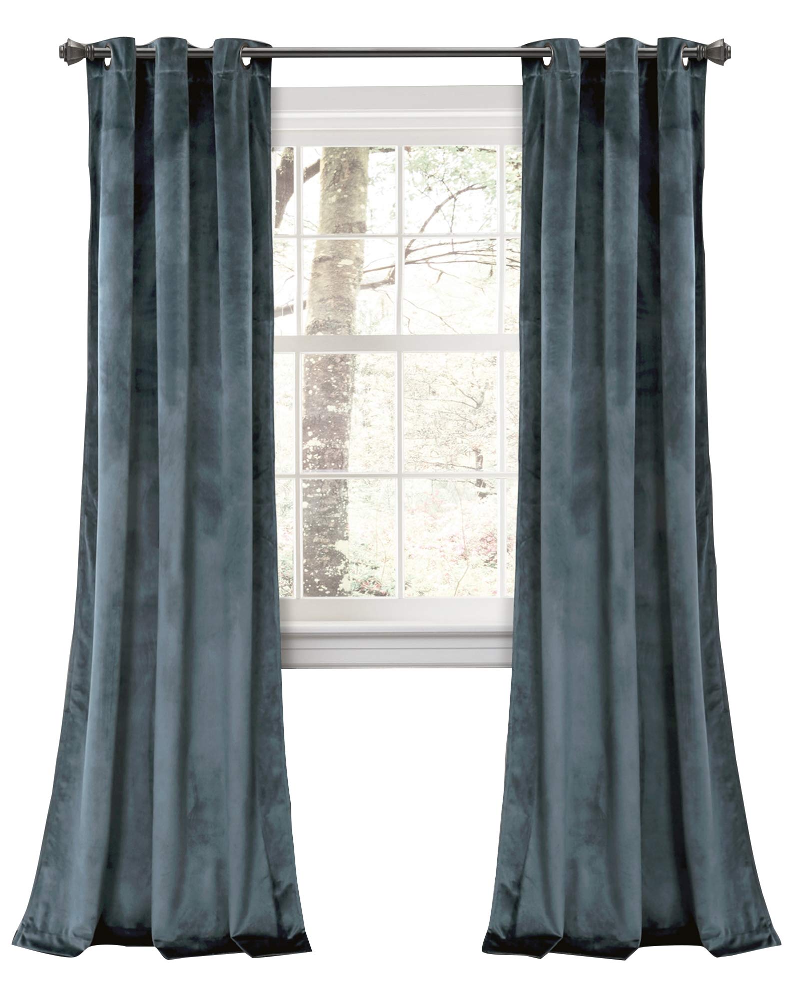Blackout Window Curtains Pair - Slate Blue, 84x38