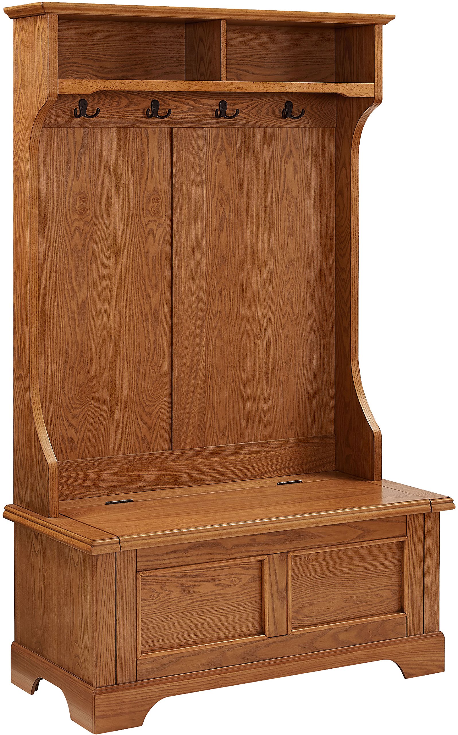 Crosley Campbell Hall Tree with Storage Bench & Coat Rack Hooks - Solid Oak Entryway Organizer for Coats, Shoes & Accessories | Perfect for Mudrooms, Hallways & Small Spaces