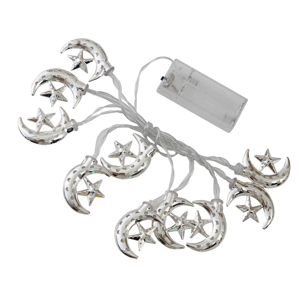 BESPORTBLE Eid Mubarak LED String Lights - Star & Moon Design Muslim Curtain Lights for Ramadan Party Decorations, Holiday Ornaments, DIY Home Decor (1.5M Battery-Free) - Perfect for Indoor/Outdoor Celebrations, Festive Lighting, and Home Ambiance