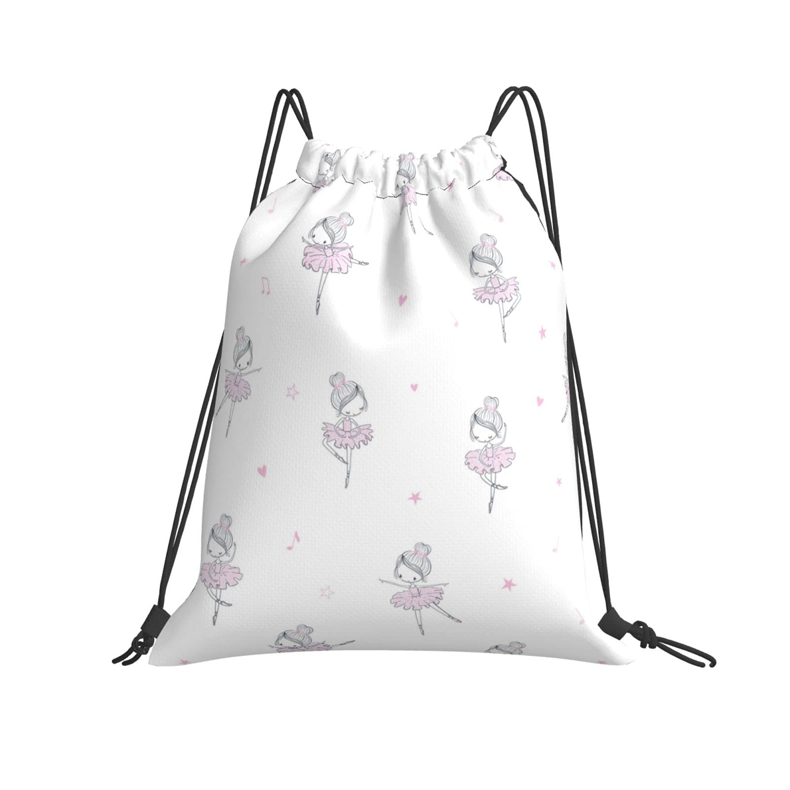 Pink Ballet Drawstring Backpack - Yoga Gym & Beach Bag for Women Men