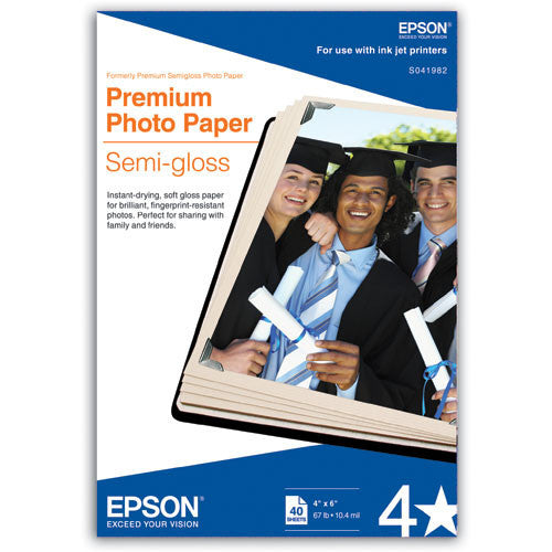 Epson Premium Photo Semigloss Paper 4x6 Inches (40 Sheets) - High-Quality Glossy Photo Paper for Inkjet Printers | Perfect for Photo Albums, Scrapbooking & Home Decor