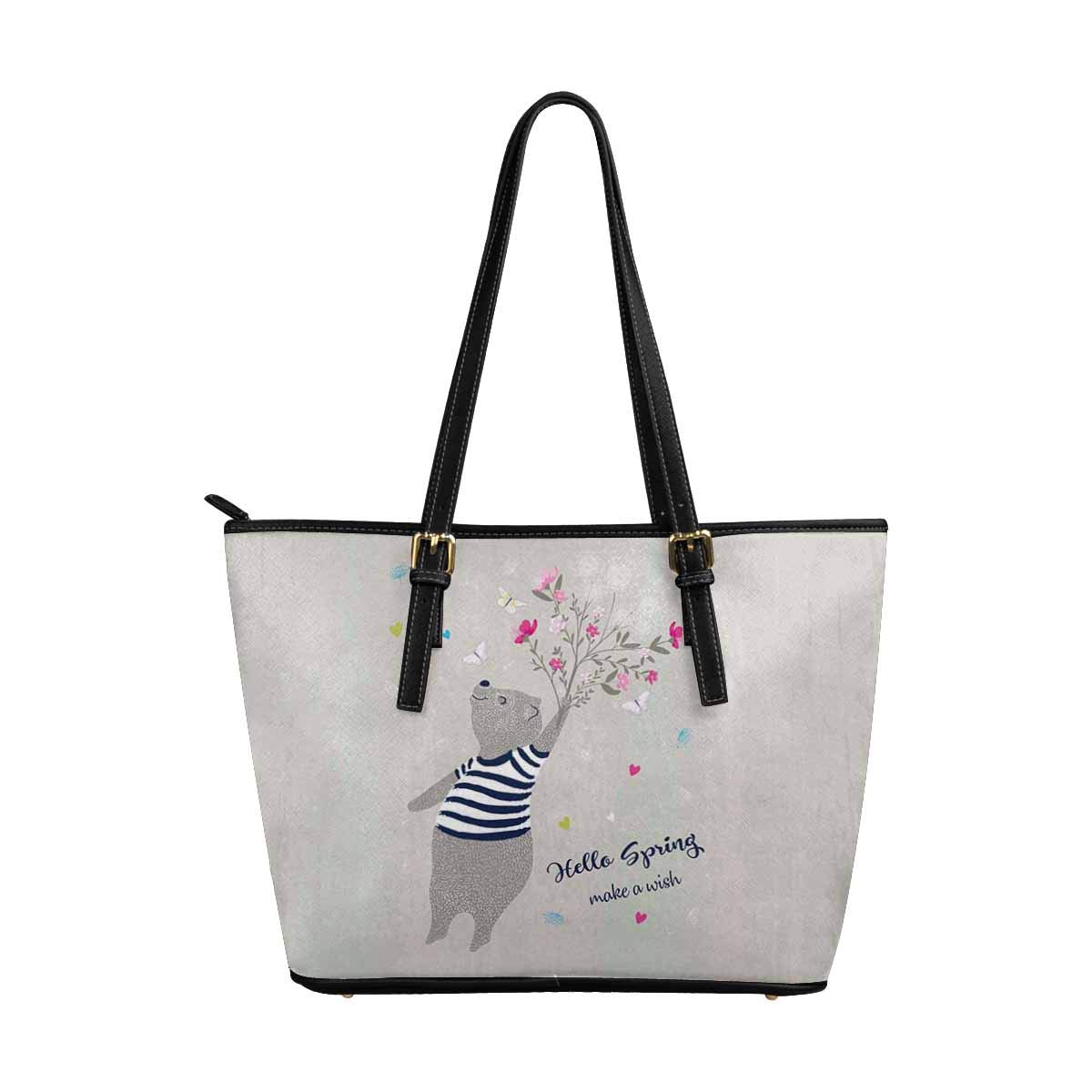 Funny Cute Panda & Bear Print Leather Tote Shoulder Bag for Women - Stylish Handbag for Work, Shopping & Travel | InterestPrint