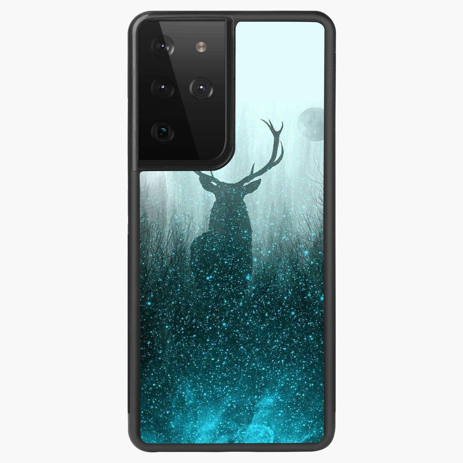 Samsung Galaxy S21 Ultra Case - Firefly Moose Starry Sky Design, Hard Shell with Soft TPU Edge, PC+TPU Black Protective Cover for Everyday Use, Travel & Outdoor Activities