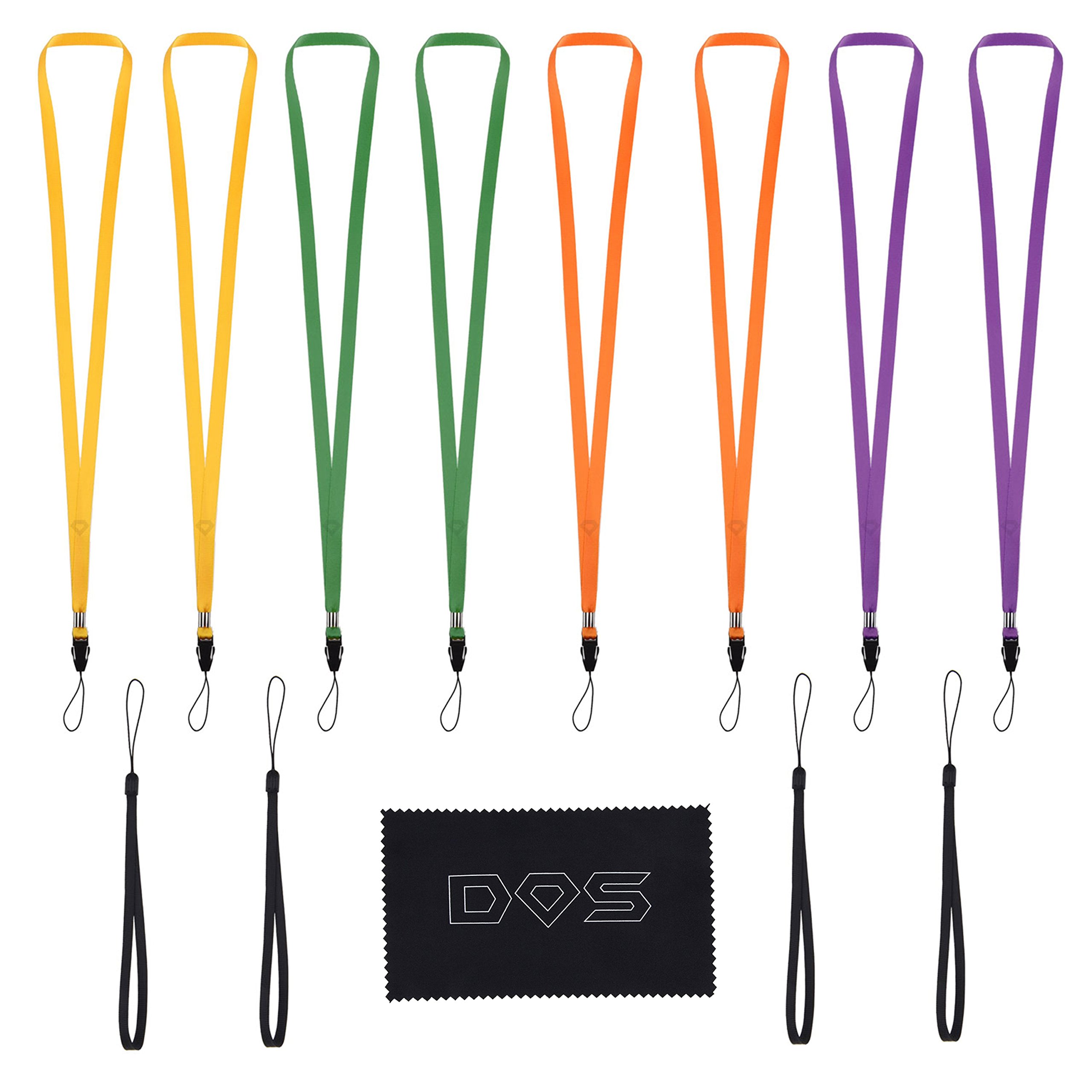 8 Neck Lanyards & 4 Wrist Straps - ID Holder for Work, Events & Travel
