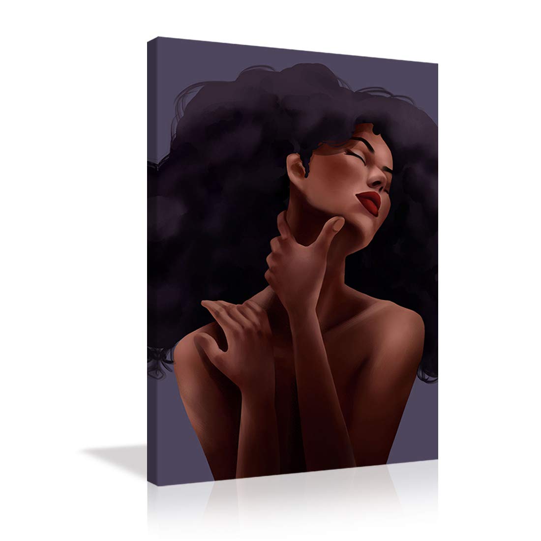 AMEMNY Black Girl Art Beauty - African American Wall Art, Afro Woman Painting, Black Women Artwork - Framed Ready to Hang Wall Decor for Living Room, Bedroom & Office - Perfect for Home Decor, Gifts & Cultural Appreciation