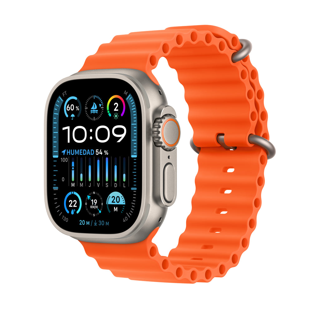 Apple Watch Ultra 2 GPS + Cellular 49mm Titanium Case with Orange Ocean Band - Smartwatch for Fitness, Outdoor Adventures & Daily Use
