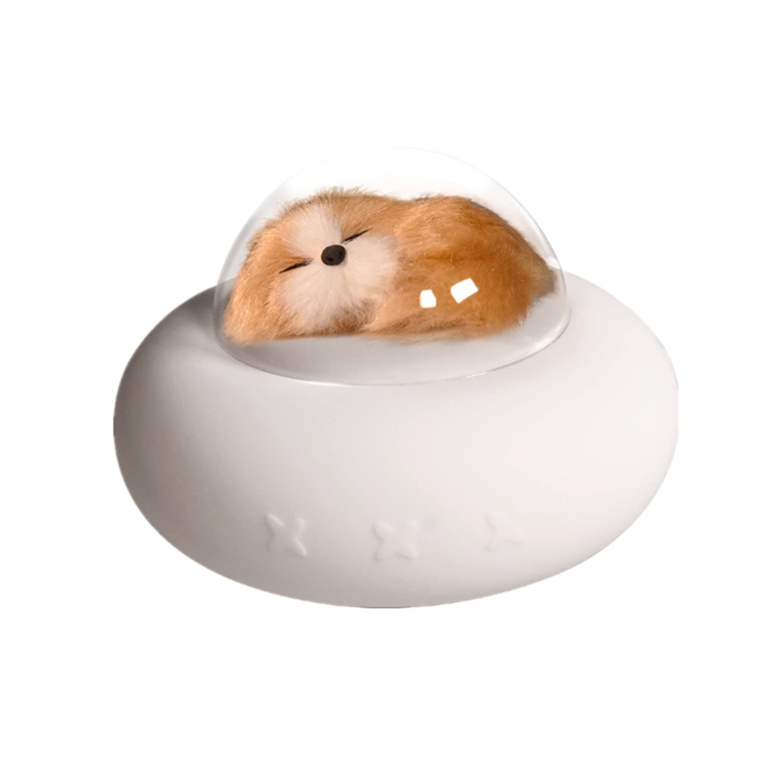 XUnion Pet Spaceship Night Light - Cute Animal Silicone Rechargeable LED Desk Lamp for Kids Bedroom, Nursery, Living Room - Perfect Night Light for Bedside, Study Table & Relaxation Areas