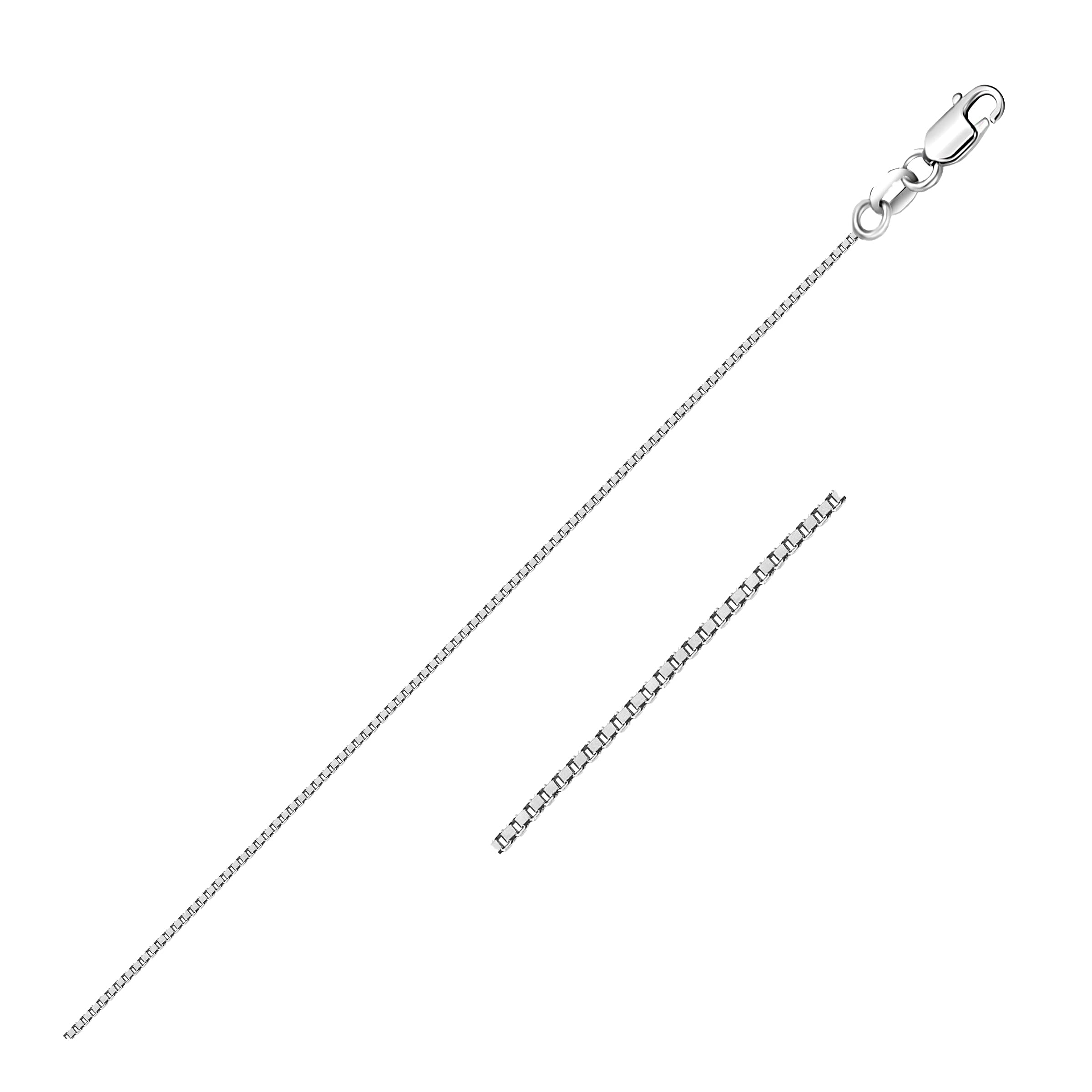 14K White Gold Classic Box Chain Necklace - 0.6mm Thin Lobster Clasp Closure - Elegant Layering, Gift for Her, Wedding, Anniversary & Everyday Wear