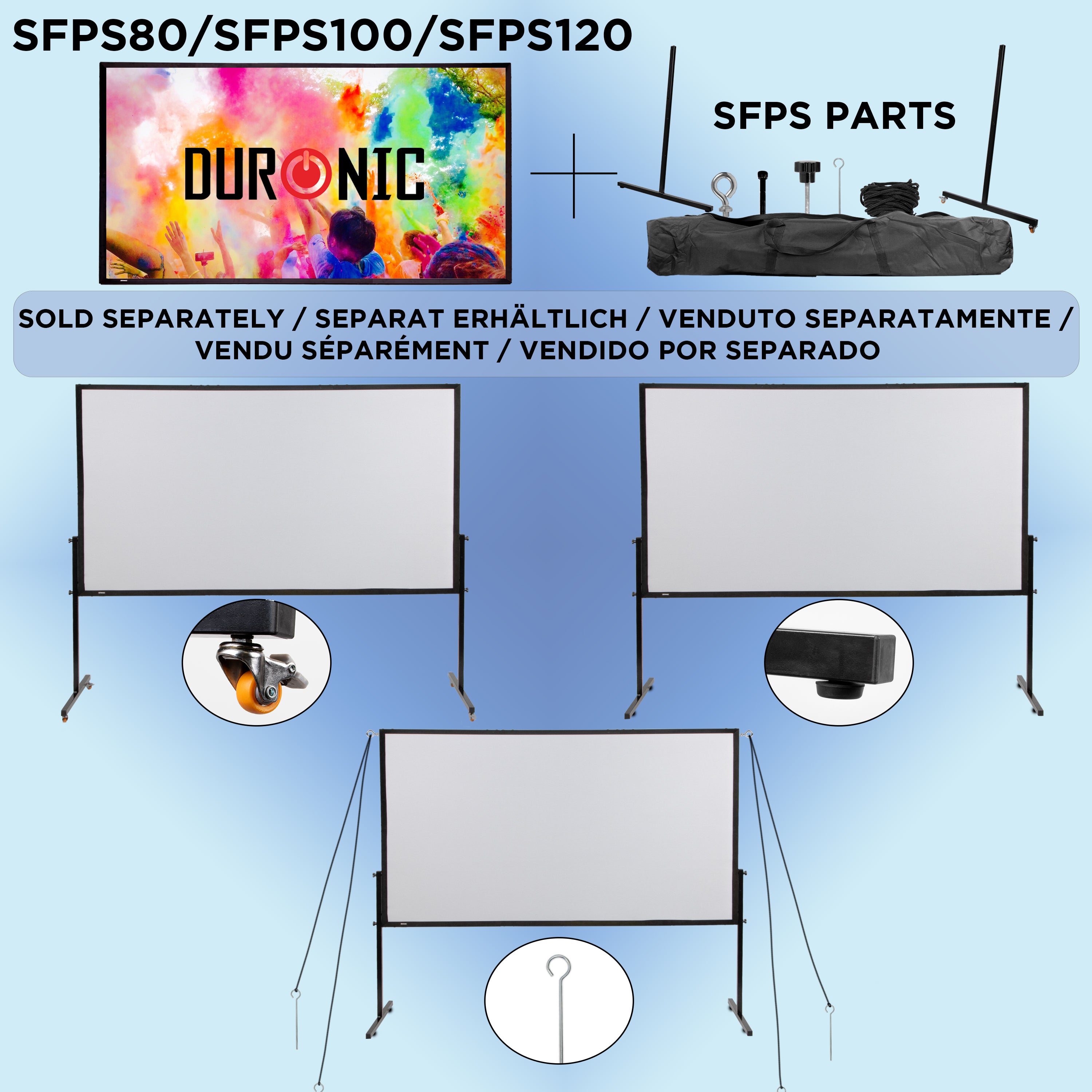 Duronic Projector Screen Accessory Kit - SFPS Replacement Parts, Tripod Hooks, Screws, Rope & Wall Mount for Home Theater & Outdoor Movie Nights | Includes Carry Bag for Easy Transport | Perfect for Presentations, Backyard Cinema & Portable Projection Setup
