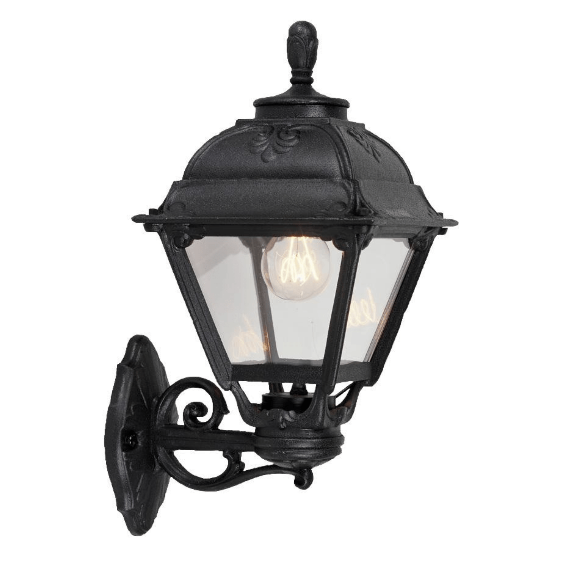 Bisso Cefa Black Clear E27 Wall Light - Modern LED Sconce for Bedroom, Living Room, and Hallway Lighting - Dimmable Indoor Wall Lamp with Frosted Glass Shade