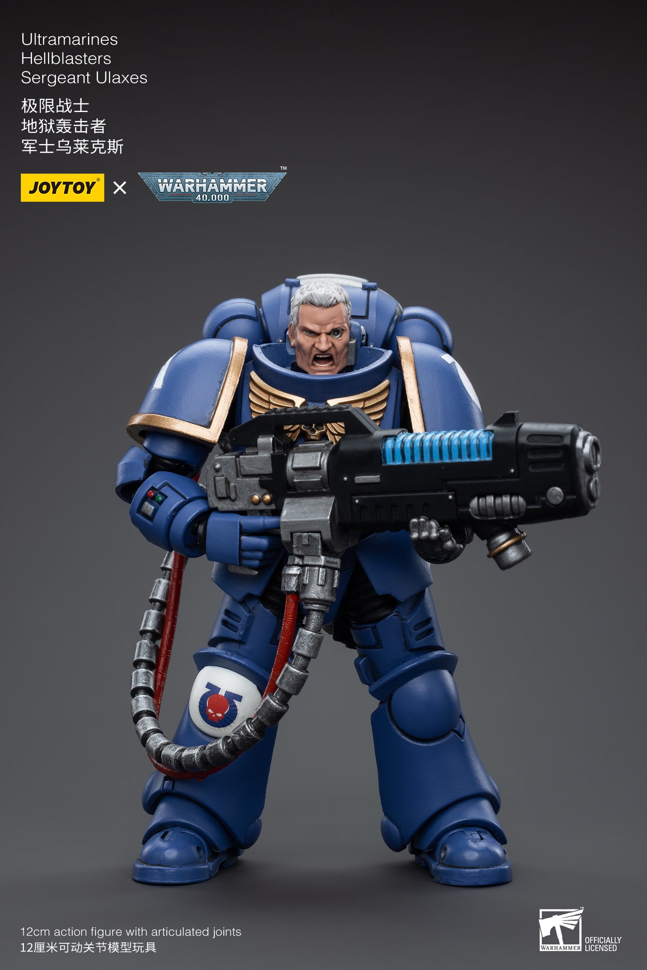 1/18 JOYTOY Warhammer 40K Ultramarines Hellblasters Sergeant Ulaxes Action Figure - Collectible Miniature for Tabletop Gaming & Display