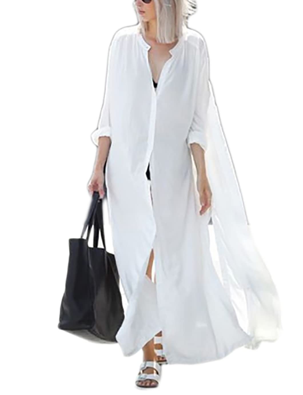 Eddoyee Women's Printed Beach Kimono Cardigan - Lightweight Open Front Swimsuit Cover Up for Pool, Vacation & Summer Outfits