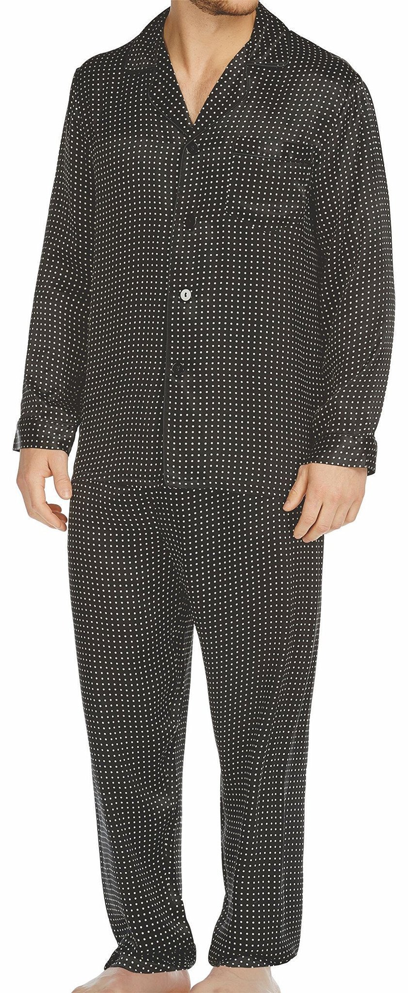Polka Dot Silk Charmeuse Pajamas for Men - Big & Tall Sizes - Soft & Luxurious Sleepwear for Comfortable Nights at Home
