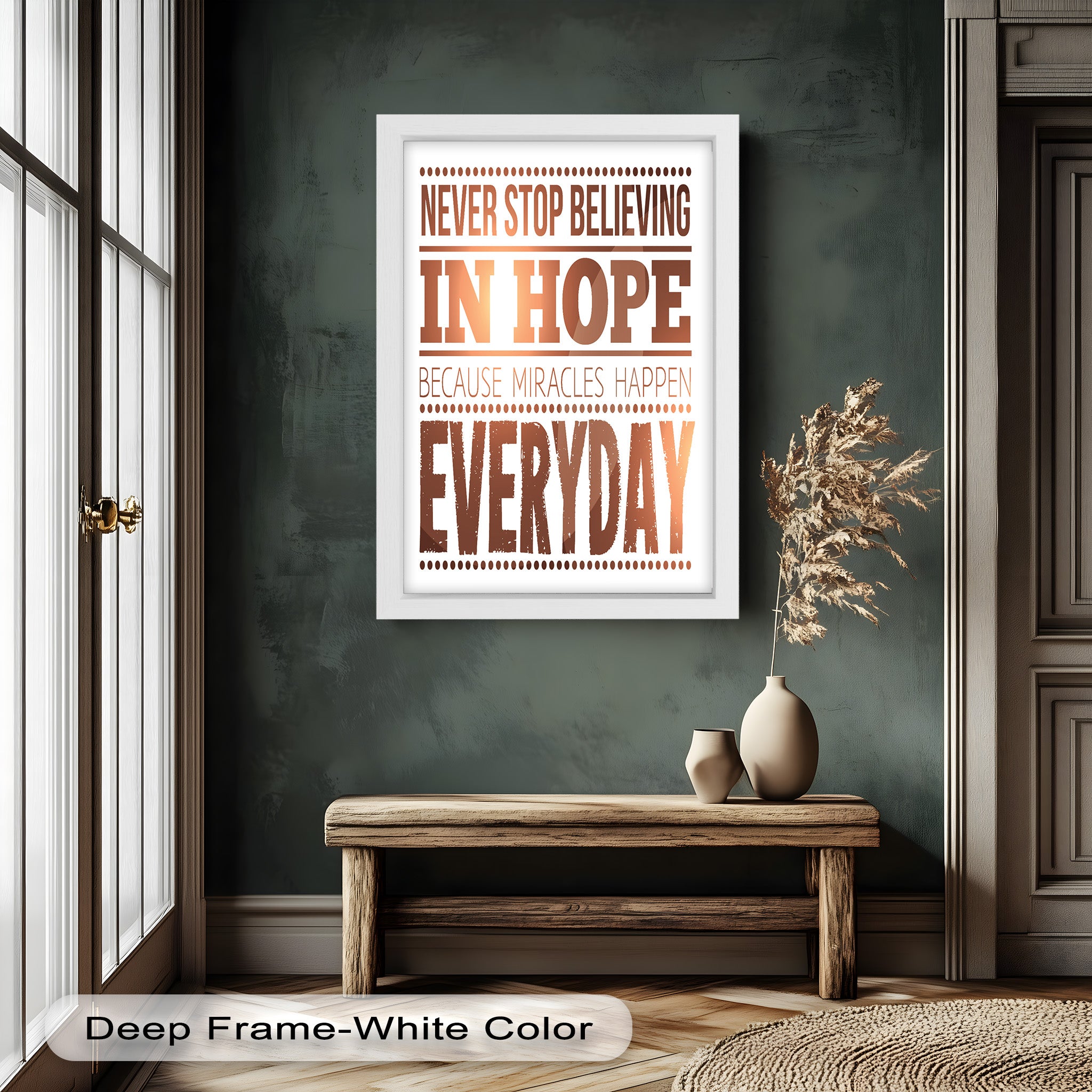 Inspiring 'Believe in Hope' Motivational Oil Painting - Uplifting Wall Art for Home, Office & Meditation Space
