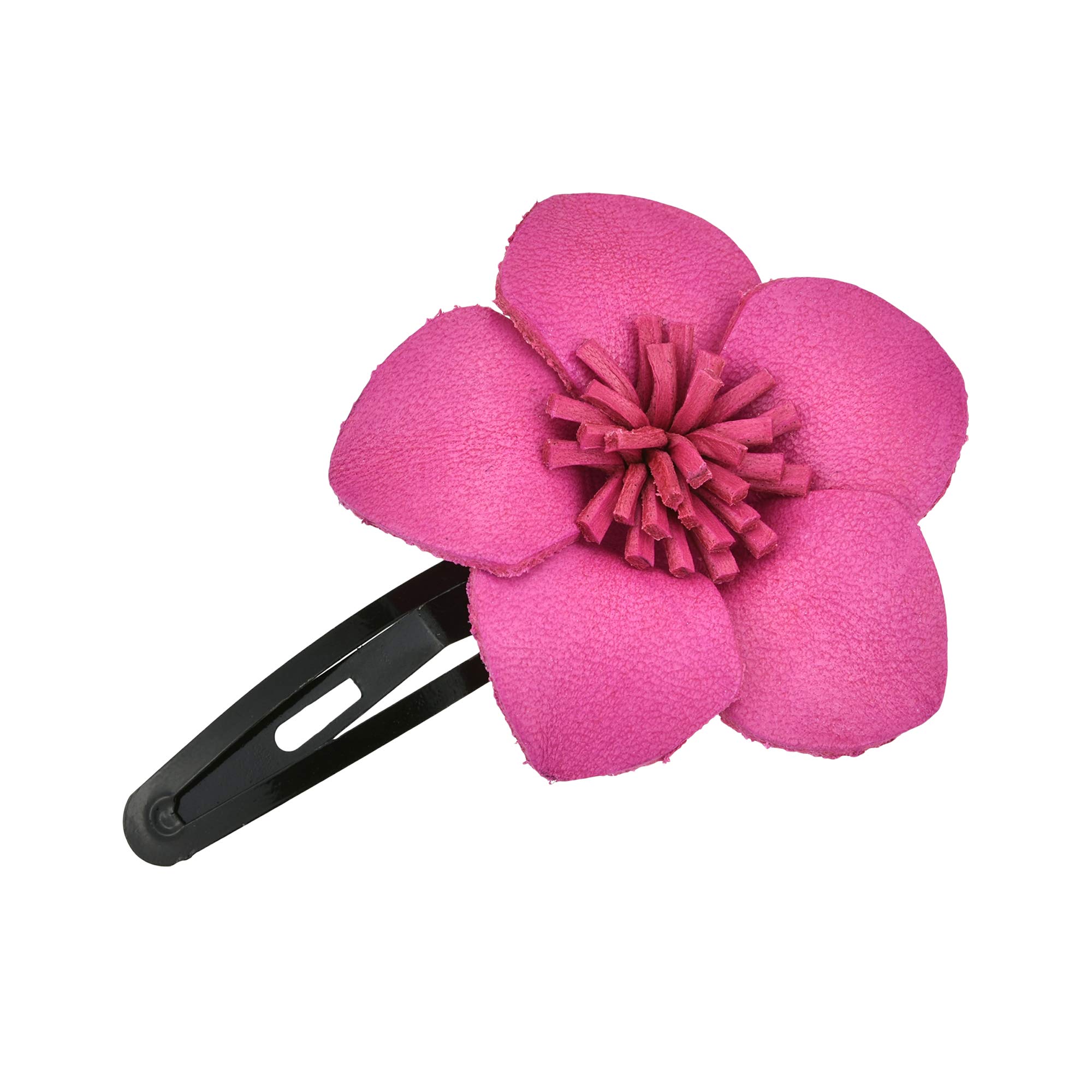 AeraVida Fuchsia Pink Tropical Flower Leather Hair Clip for Women - Cute Floral Hair Accessories for Parties, Weddings & Everyday Style