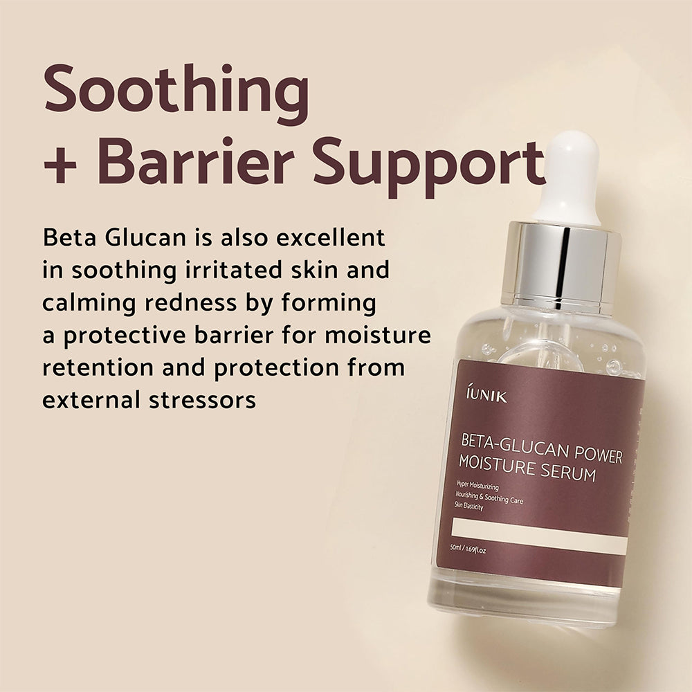 iUNIK Beta Glucan Power Moisture Serum - Hydrating Face Serum for Dry Skin, Deep Moisturizing & Soothing, Korean Skincare for Daily Use, Perfect for Morning & Night Routine