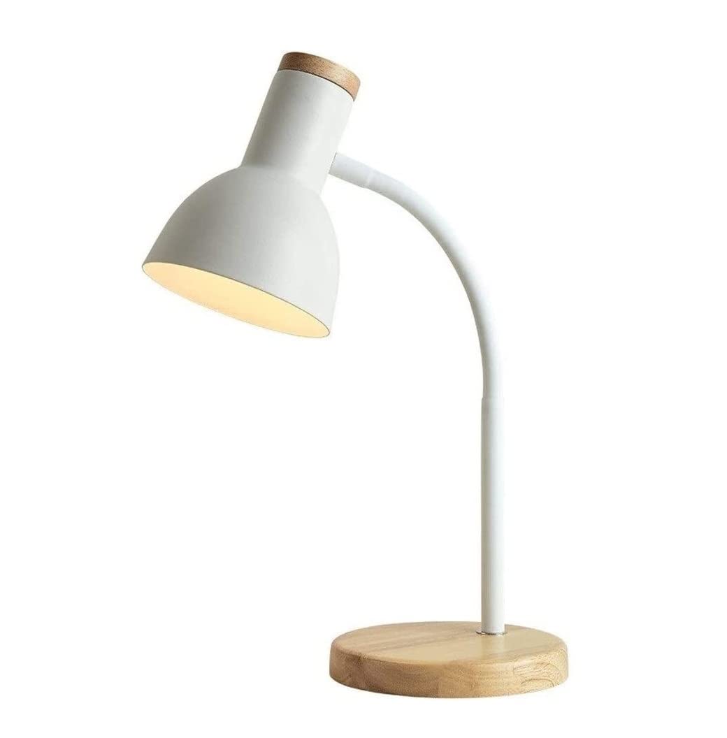 Modern Solid Wood LED Desk Lamp - Adjustable Reading Light for Office, Study, Bedroom & Living Room, E27 Table Lamp with Warm White Light - Perfect for Night Reading, Working & Relaxing