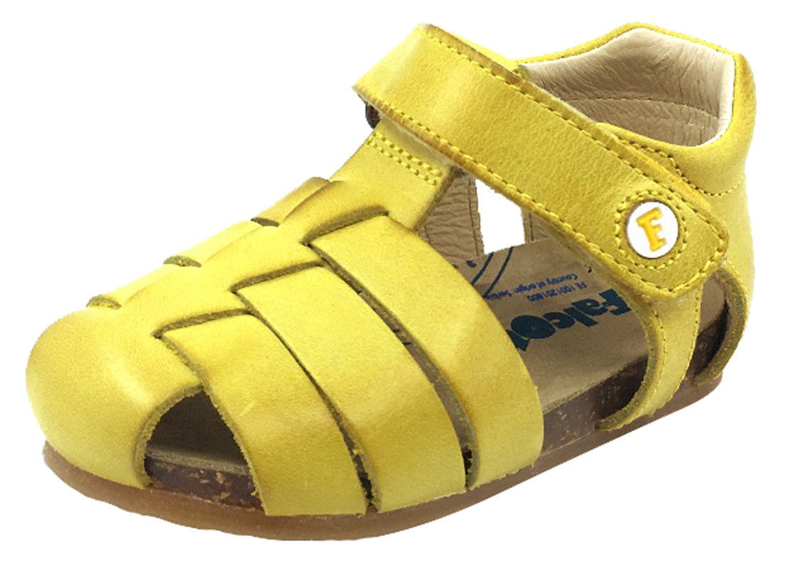 Falcotto Kids' Alby Fisherman Sandals for Boys & Girls - Comfortable Yellow Leather Sandals for Summer Beach, Pool & Outdoor Play