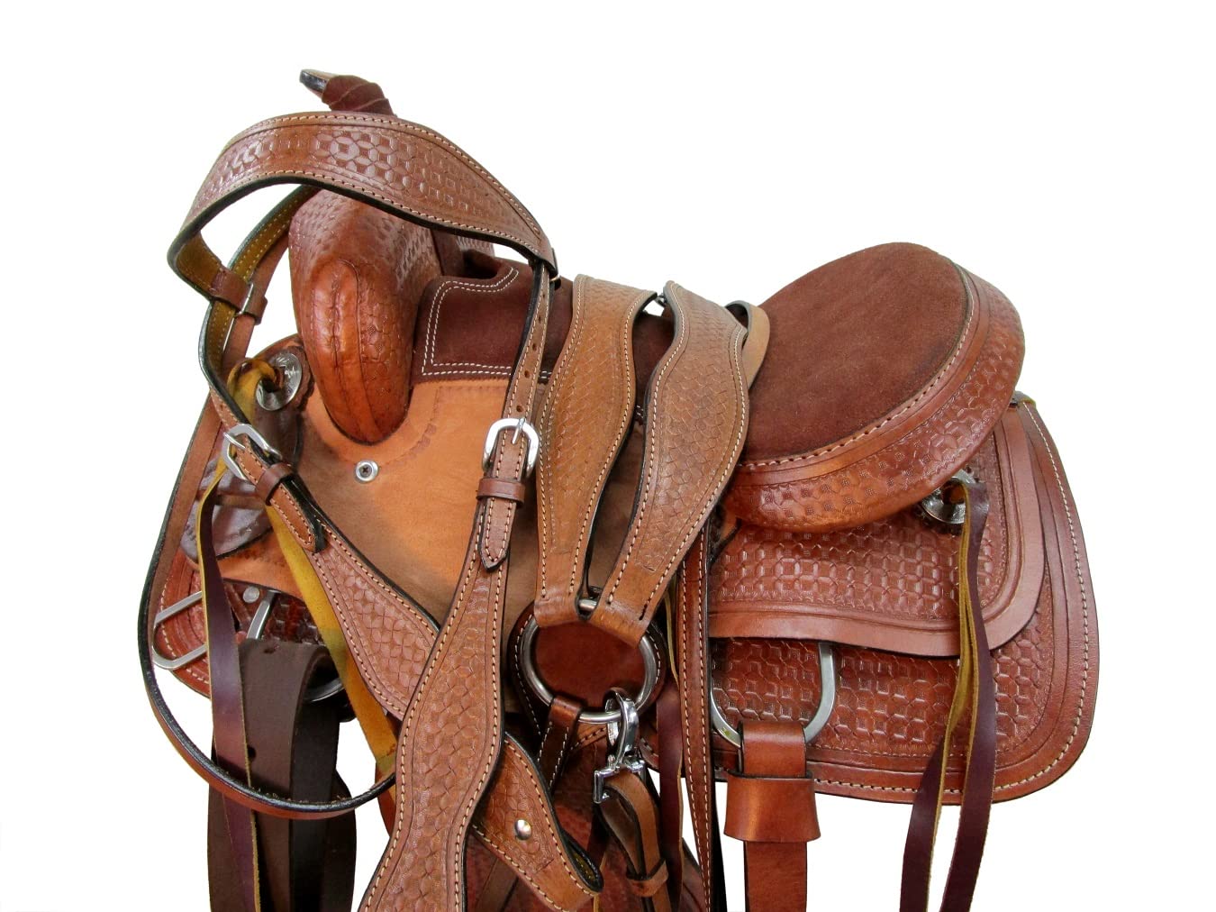 Premium 13-12 Western Saddle for Pleasure Trail & Roping | Youth & Kids Brown Leather Horse Tack SQHB | Perfect for Riding Lessons, Competitions & Ranch Work