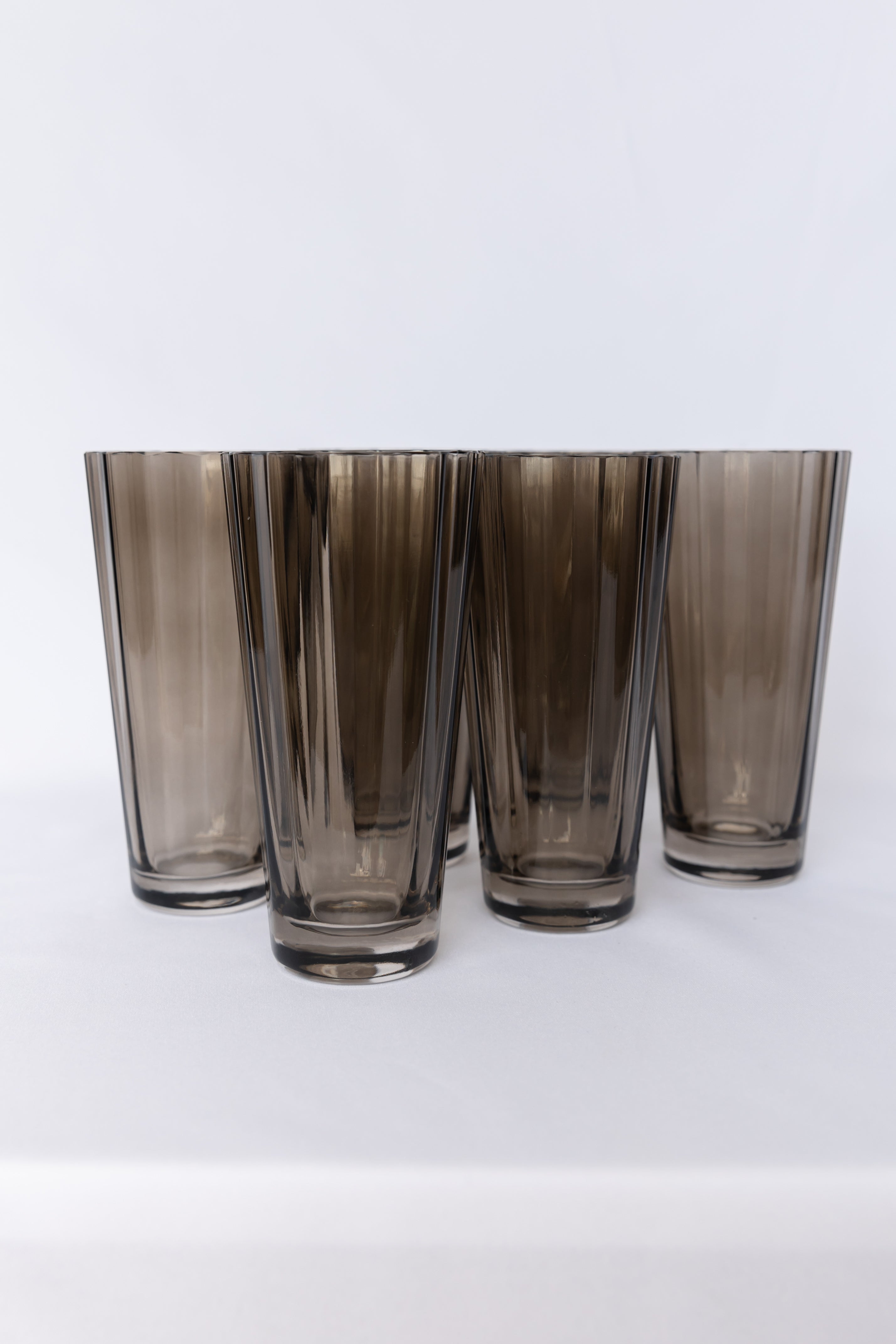Estelle Colored Sunday Highball Glasses Set of 6 - Gray Smoke | Elegant Drinking Glasses for Cocktails, Whiskey & Entertaining