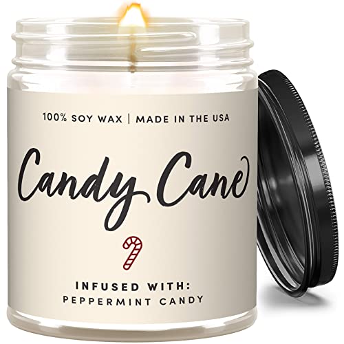 Christmas Candles - Candy Cane Scented Holiday Candles (9oz) | Winter & Xmas Decor for Home, Gift, Party & Cozy Sweater Weather Ambiance