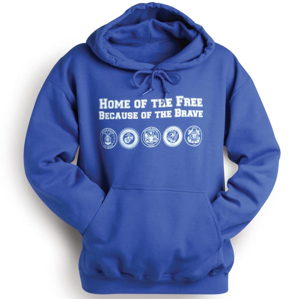 Unisex Adult 'Home Of The Free Because Of The Brave' Hoodie - Patriotic Pullover Sweatshirt for Men & Women - Perfect for Veterans Day, Memorial Day & 4th of July Celebrations