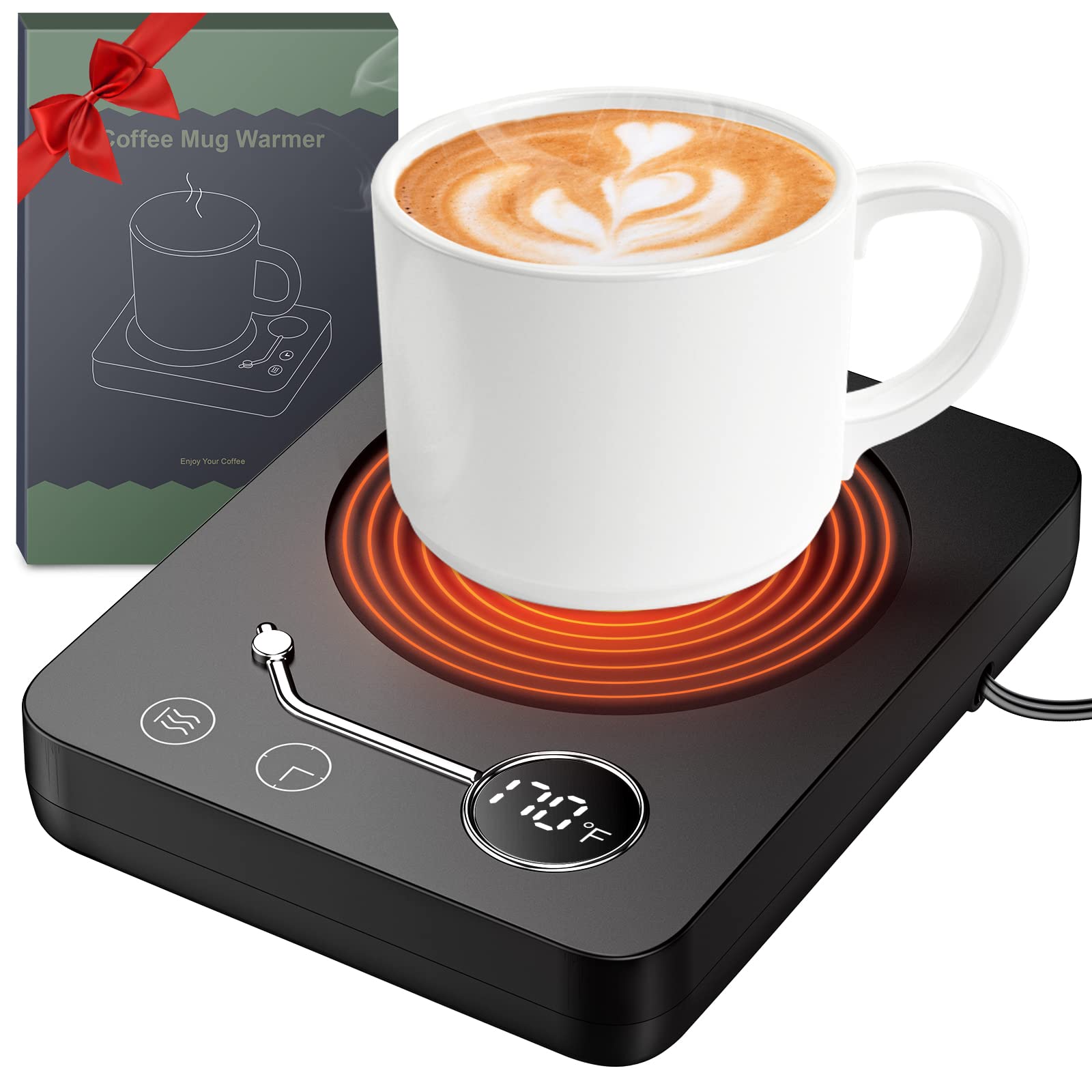 Smart Coffee Mug Warmer for Desk - 3 Temperature Settings (131-176℉), Touch Control, Timer & LED Display, Auto Shut Off, Gravity Sensor - Perfect for Heating Coffee, Tea, Milk & Beverages at Home or Office