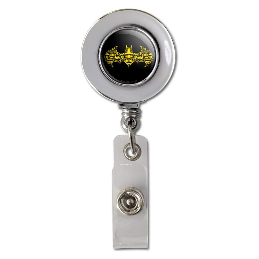 Batman Icons Logo Retractable Badge Reel - Chrome ID Card Holder Clip for Work, Security, and Cosplay (Batman-Themed Accessory)