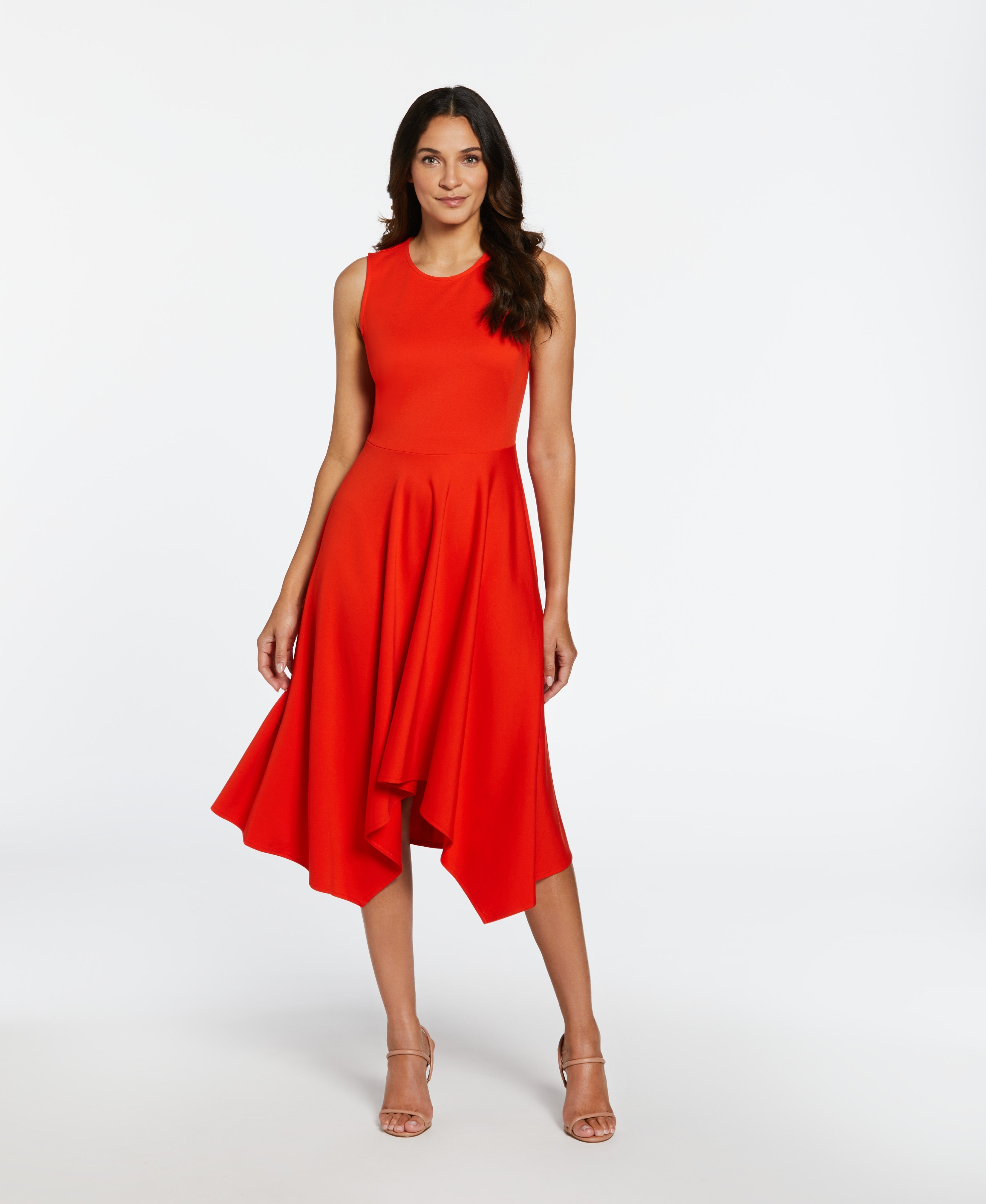 Elegant Draped Skirt Sleeveless Ponte Dress for Women | Comfortable Stretchy Office & Party Wear | Perfect for Work, Cocktail Events & Evening Outings