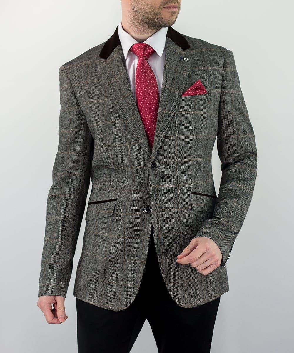 Cavani Connall Brown Slim Fit Tweed Blazer for Men - Elegant Office Wear & Business Attire for Professional Look
