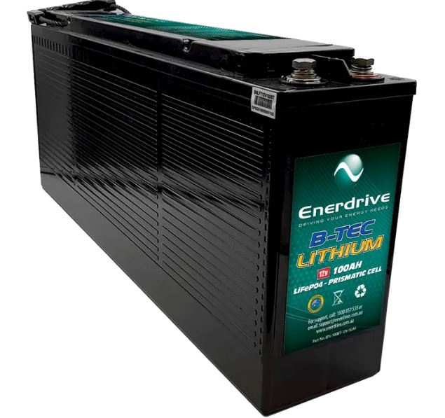Enerdrive B-TEC 100AH 12V LiFePO4 Slim Lithium Battery - Perfect for RVs, Marine & Solar Power Systems
