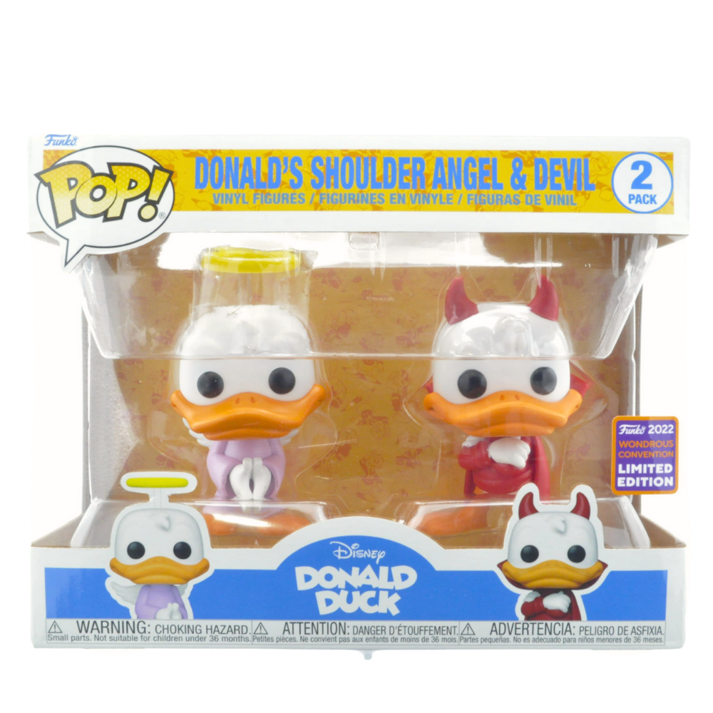 Funko Pop! Disney Donald Duck's Shoulder Angel & Devil 2-Pack - 2022 Wondrous Exclusive Collectible Figures - Perfect for Disney Fans & Pop Culture Collectors