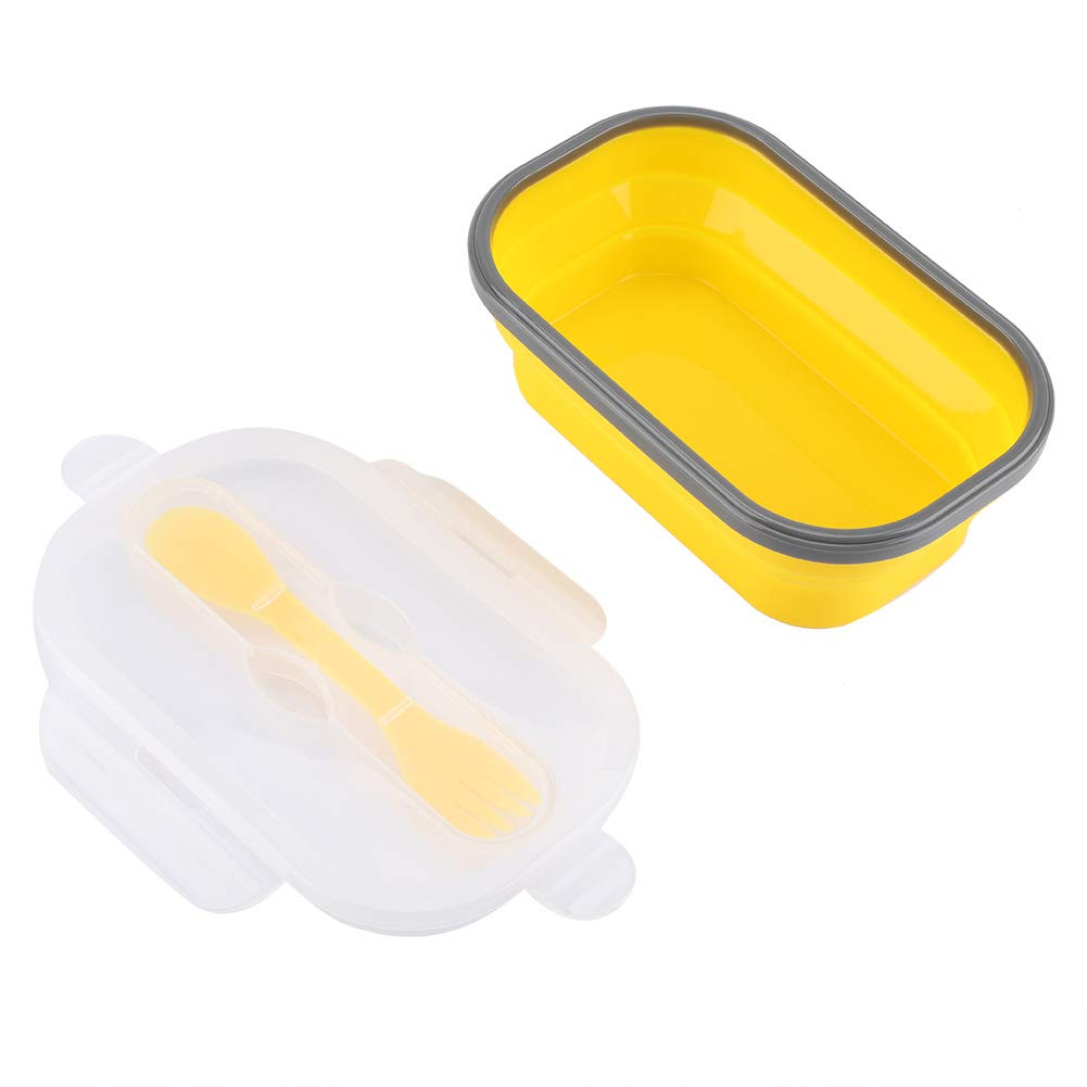 Collapsible Silicone Food Storage Containers with Lid - Reusable BPA-Free Lunch Box for Refrigerator, Microwave & Dishwasher Safe - Yellow | Perfect for Meal Prep, Office Lunch & Leftovers Storage