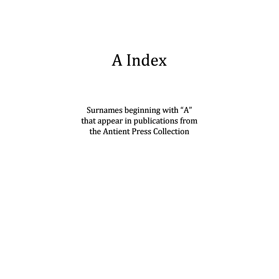 Ancient Press Surname Index - Genealogy Research Tool for Historical Records & Family History