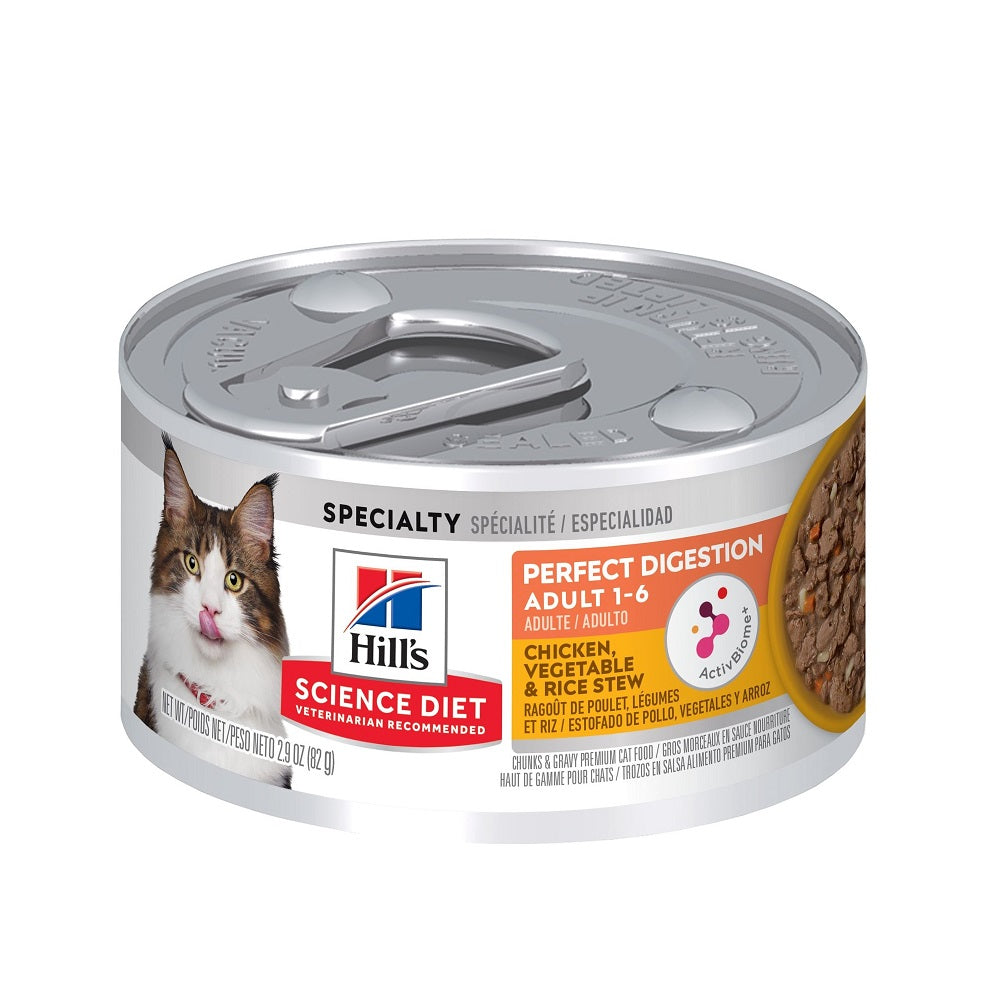 Science Diet Adult Perfect Digestion Chicken, Vegetable & Rice Stew Wet Cat Food - High Protein Digestive Support for Indoor & Outdoor Cats - Perfect for Mealtime or Travel Feeding