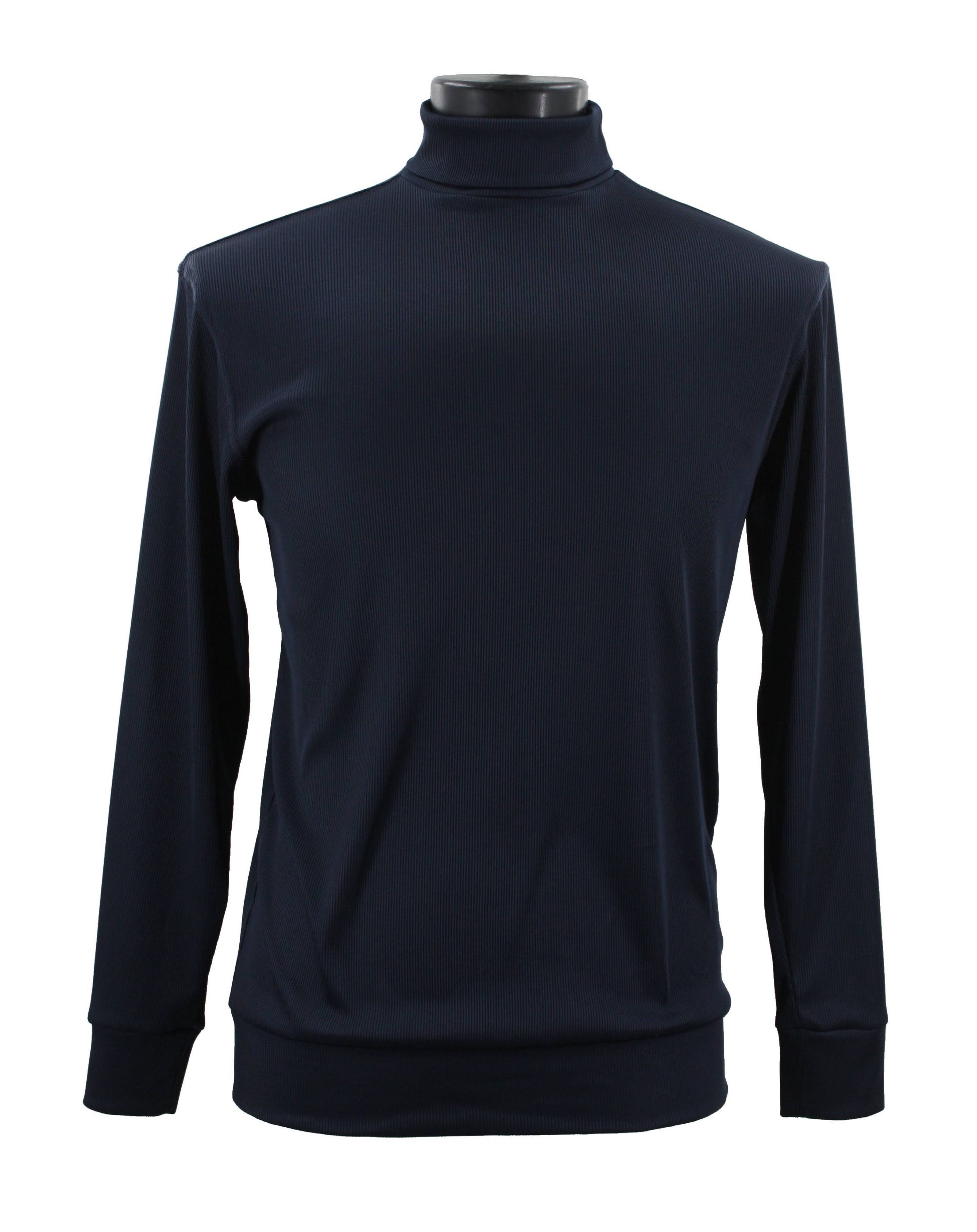 Bassiri Long Sleeve Turtleneck T-Shirt for Men - Navy Blue Cotton Crewneck Top | Casual Wear, Layering & Winter Outfits