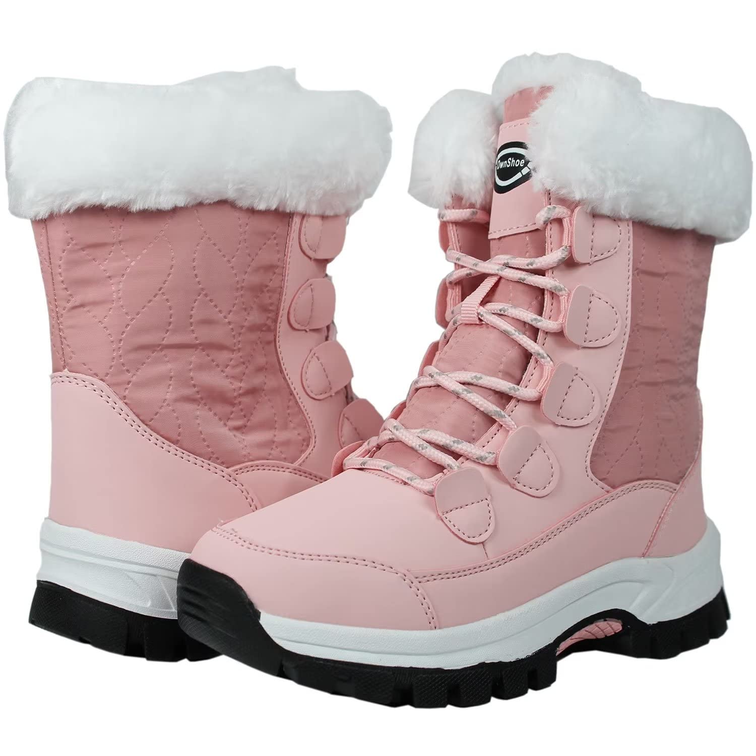 Tanleewa Women's Waterproof Winter Snow Boots with Faux Fur - Warm Mid-Calf Anti-Slip Outdoor Boots for Cold Weather, Snow Hiking & Casual Wear