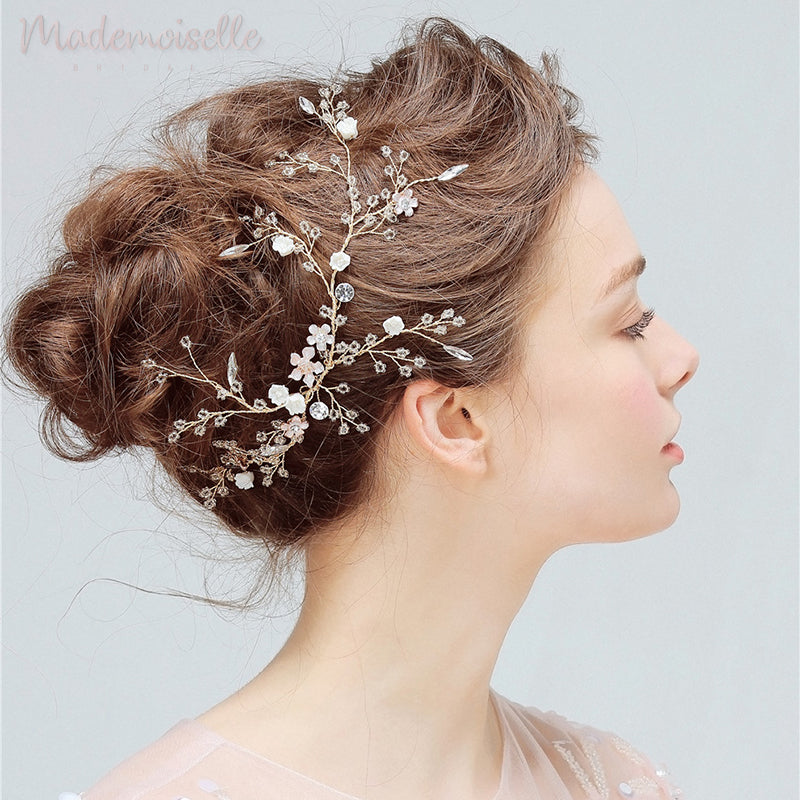 Sugar Flower Branch Hair Vine - Elegant Floral Hair Accessory for Weddings, Parties & Boho Style (Perfect for Brides, Bridesmaids & Festival Looks)