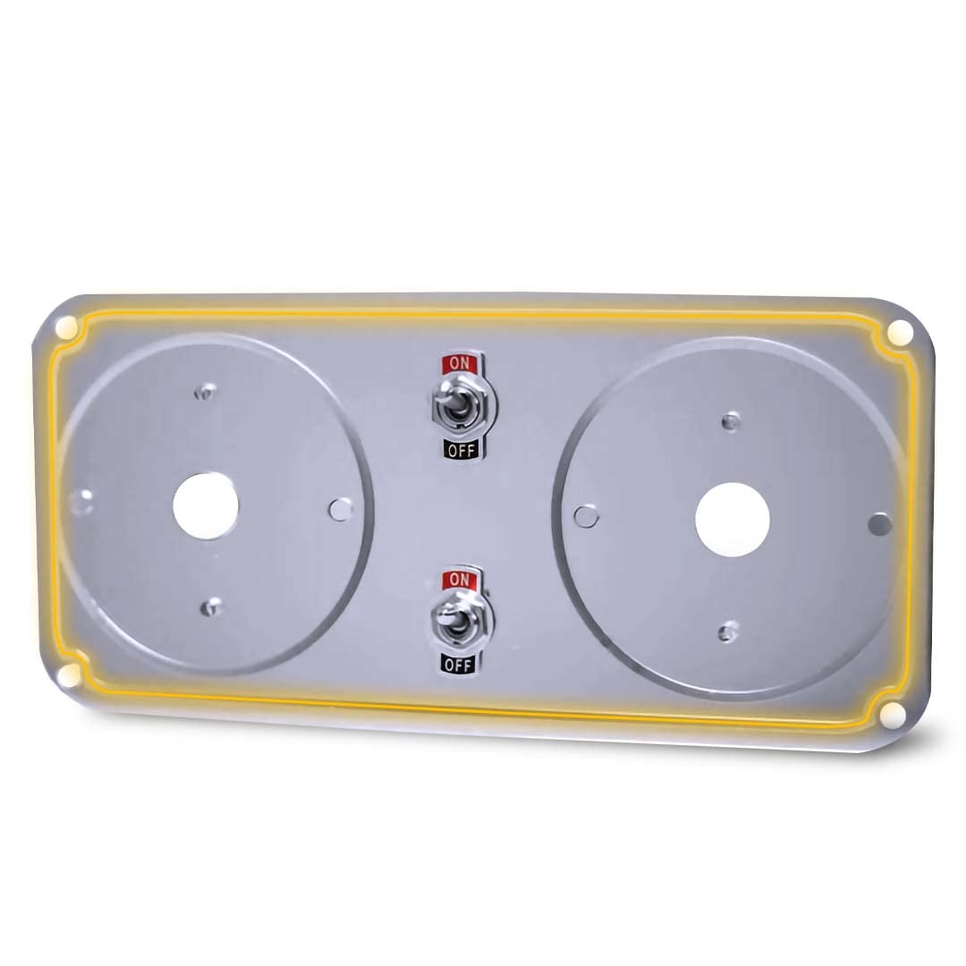Peterbilt Dome Light Plate with Amber Lens & Lever Switches - Fits 379 & 389 Models - Custom Semi Truck Interior Lighting Upgrade for Enhanced Visibility & Style | Perfect for Night Driving & Cab Customization
